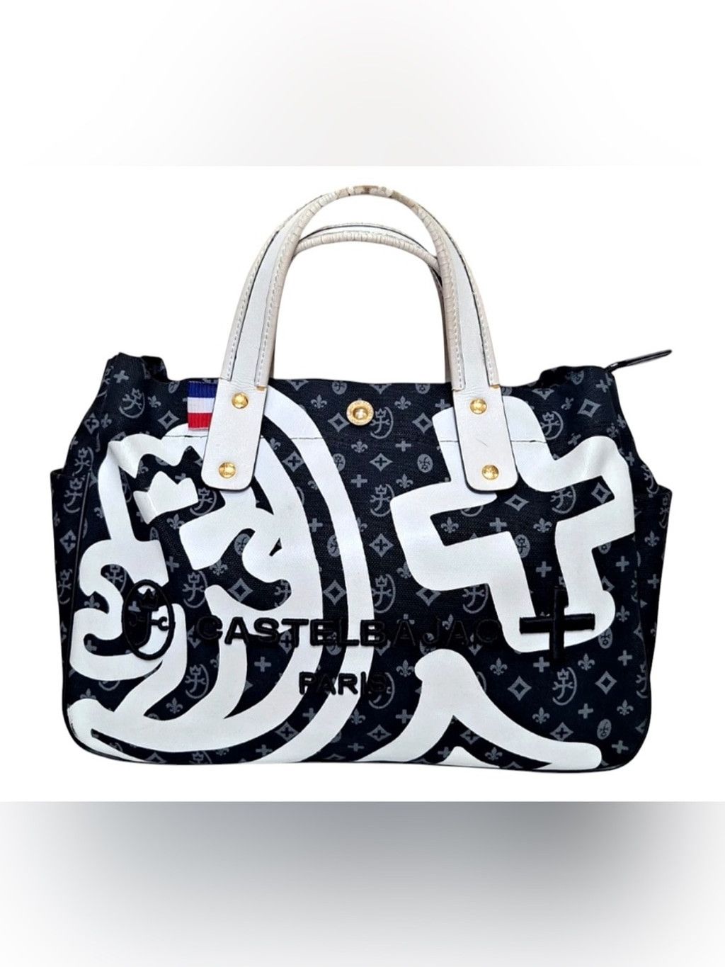 Jean Charles De Castelbajac Castelbajac Monogram Denim/ Leather Tote Size ONE SIZE - 1 Thumbnail