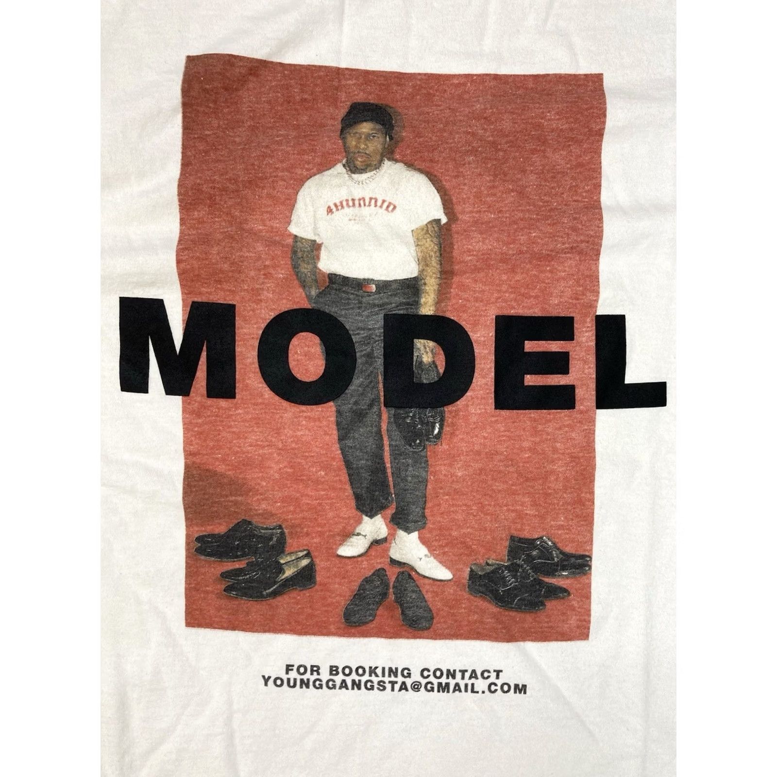 Vintage VINTAGE 4Hunnid T-Shirt Men Medium White Short Sleeve Crew Neck Graphic Print Hip Hop Music Shirt Mens Size US M / EU 48-50 / 2 - 2 Thumbnail