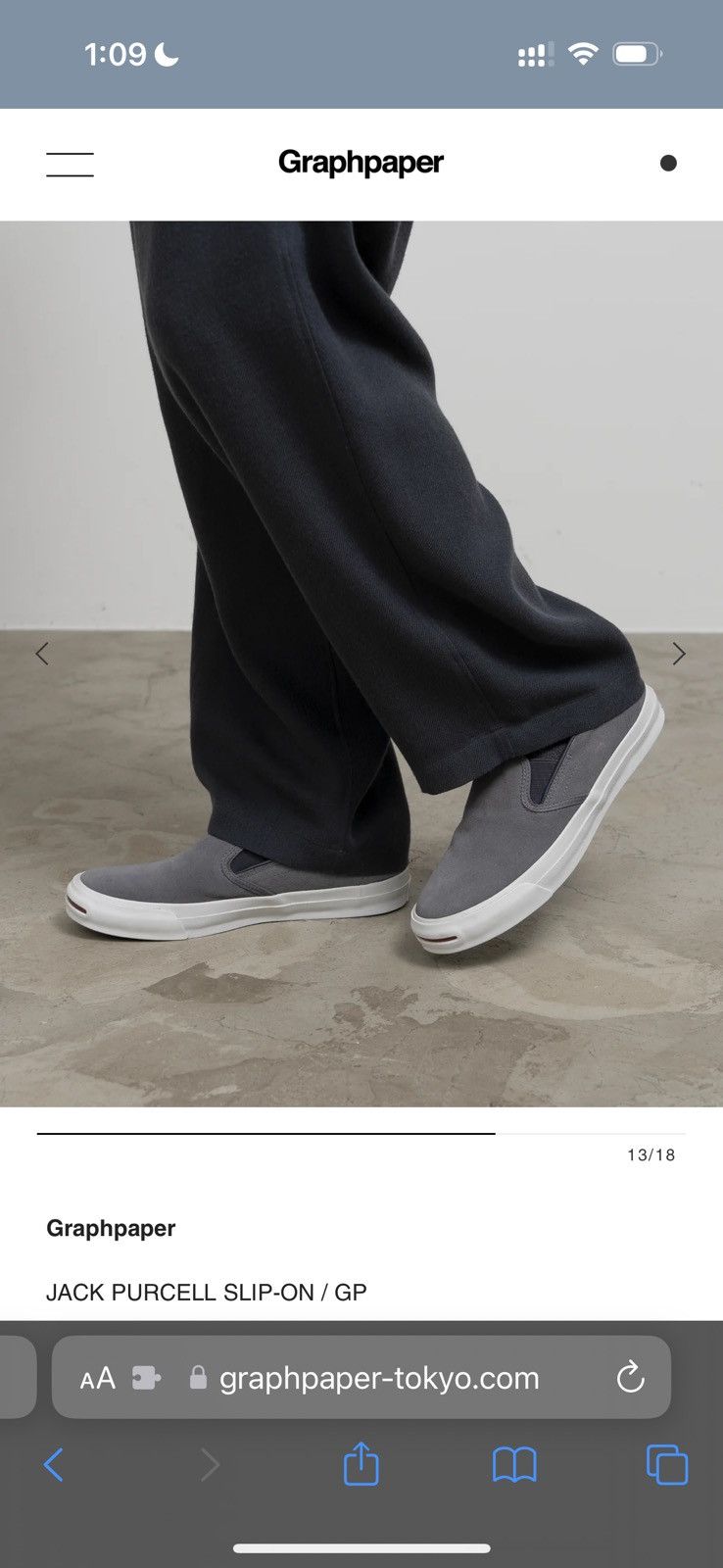 Converse × Graphpaper Graphpaper Jack Purcell SlipOn Size US 9 / EU 42 - 10 Thumbnail