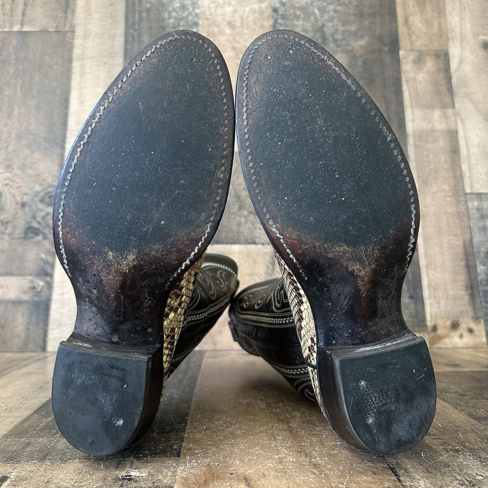 Justin Boots Justin Vintage Snakeskin Round Toe Cowboy Boots Mens 7.5 D Size US 7.5 / EU 40-41 - 4 Thumbnail