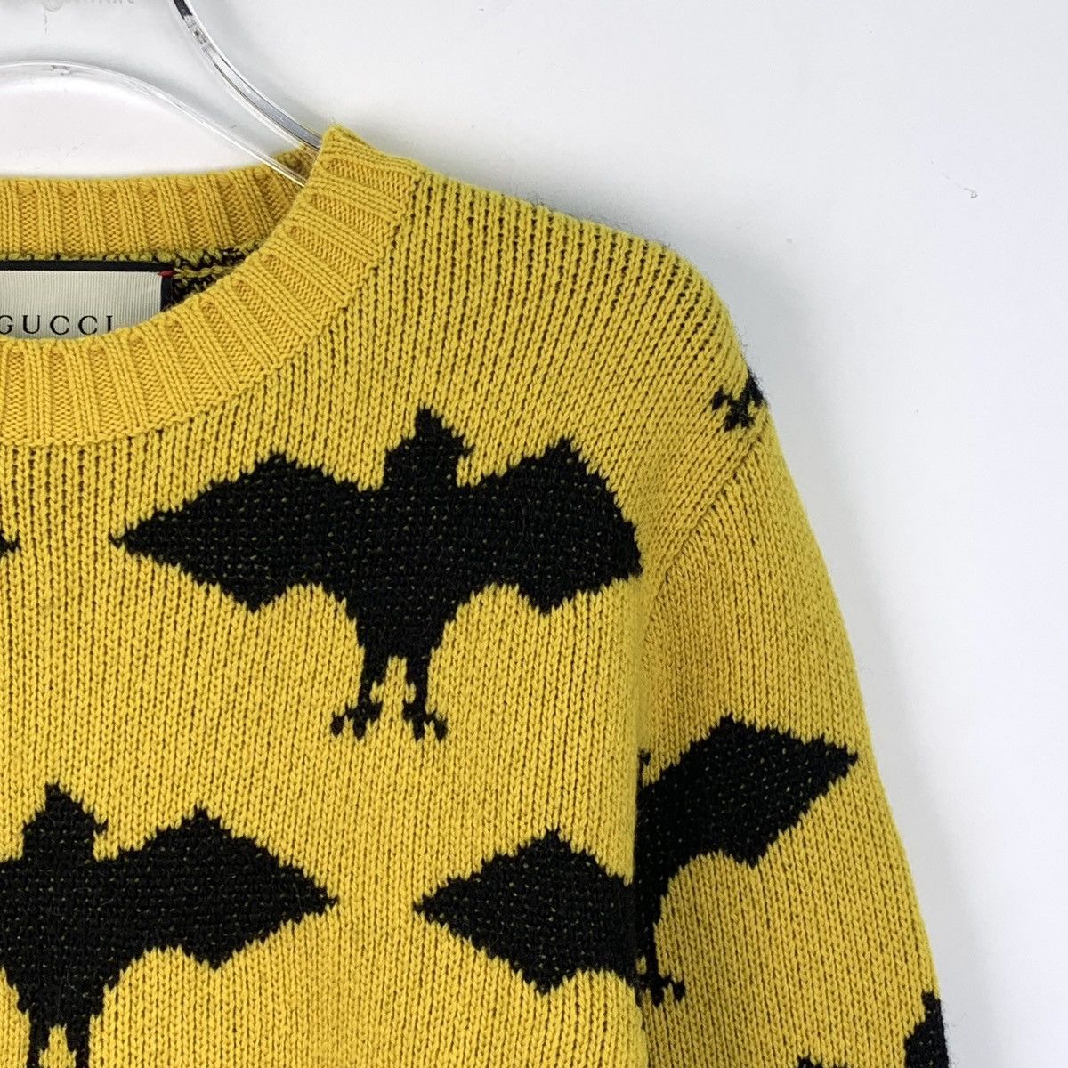 Gucci Gucci Yellow Bat Intarsia Long Sleeve Knit Sweater K26WX Size XS / US 0-2 / IT 36-38 - 3 Thumbnail