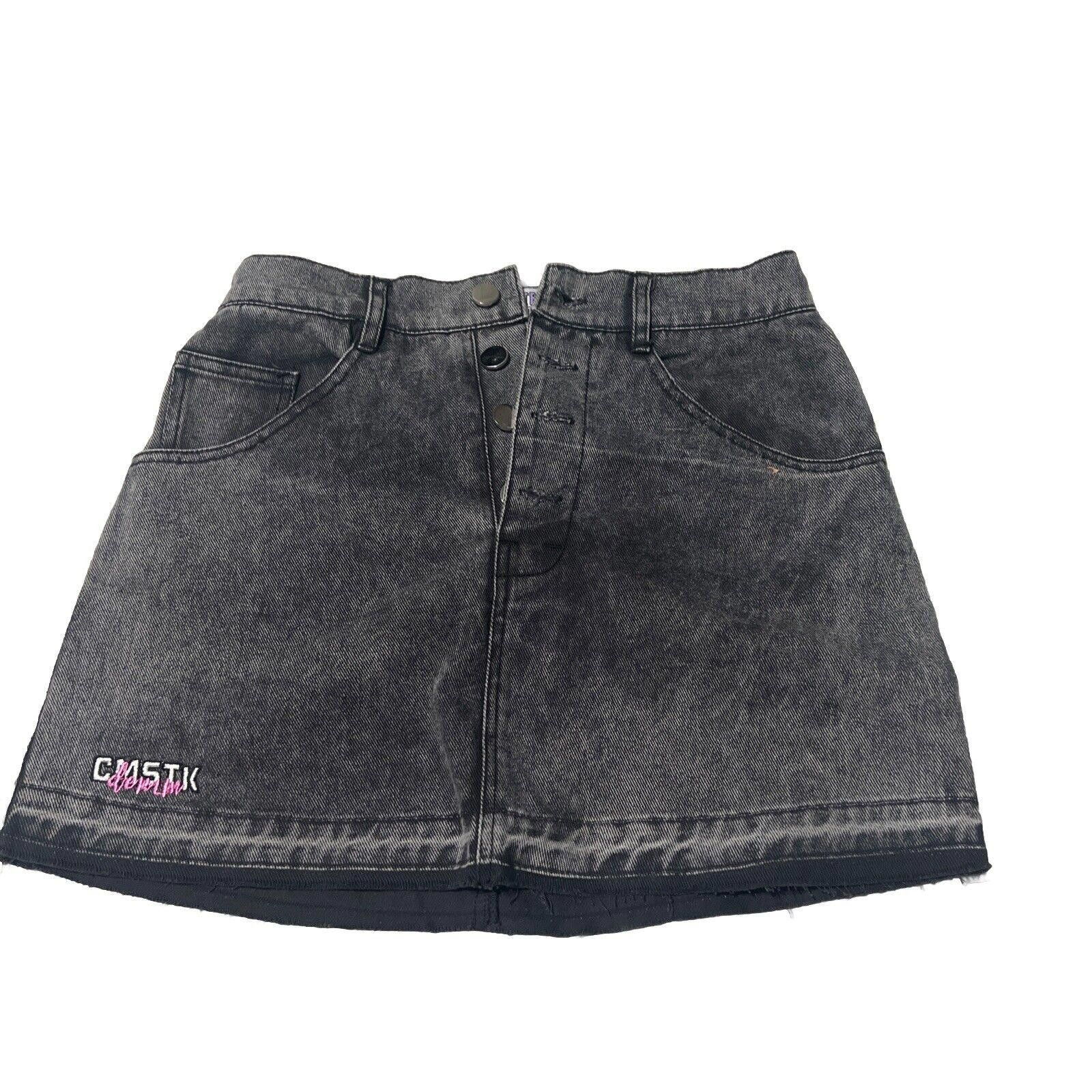 Designer S Cute Mistake Black Raw Hem Denim Mini Skirt Punk Goth Size 28" / US 6 / IT 42 - 1 Thumbnail