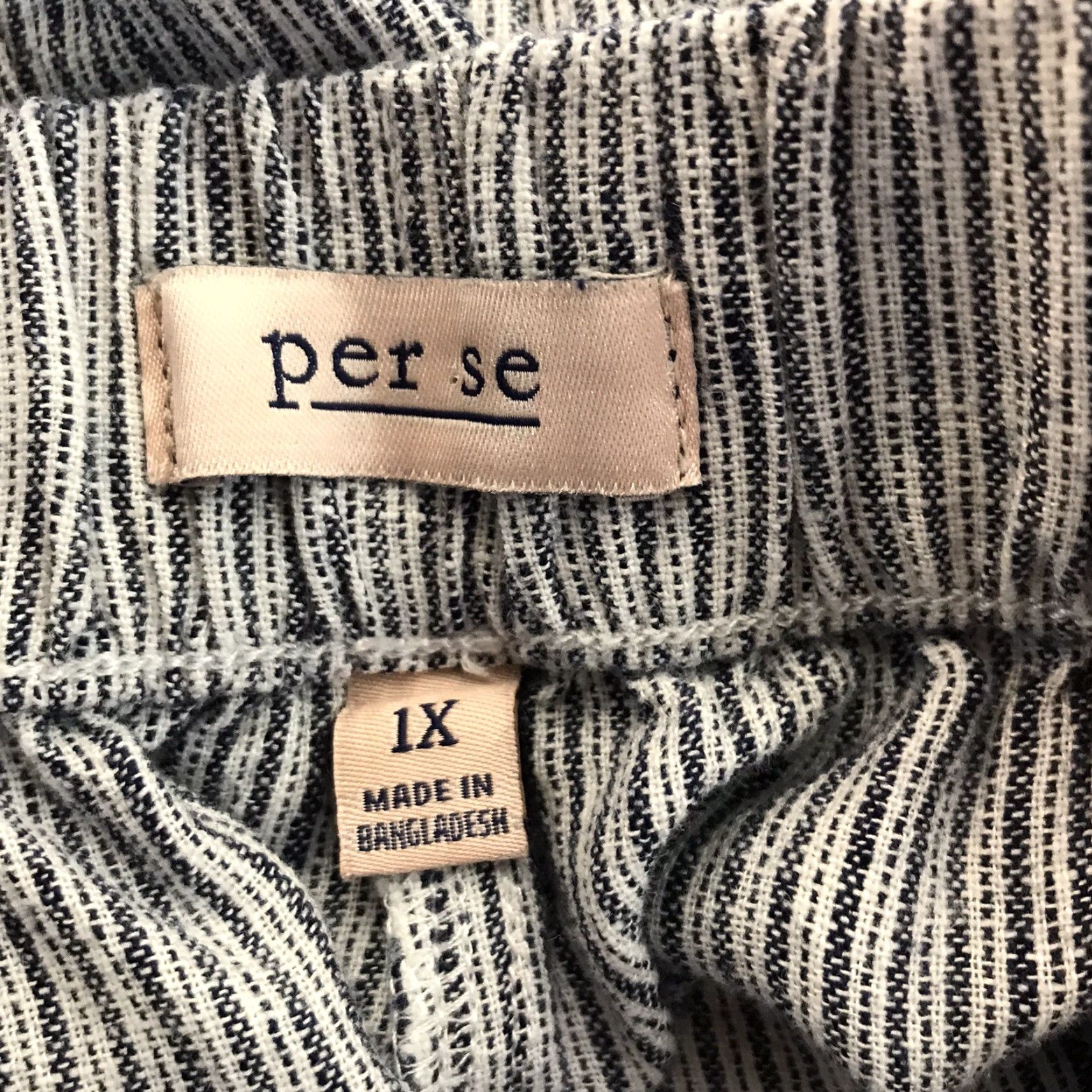 Vintage VINTAGE Perse Linen Cropped Pants Womens Size 1X Wide-Leg Drawstring Summer Casual Wht/Blue Size 40" / US 18 - 3 Thumbnail