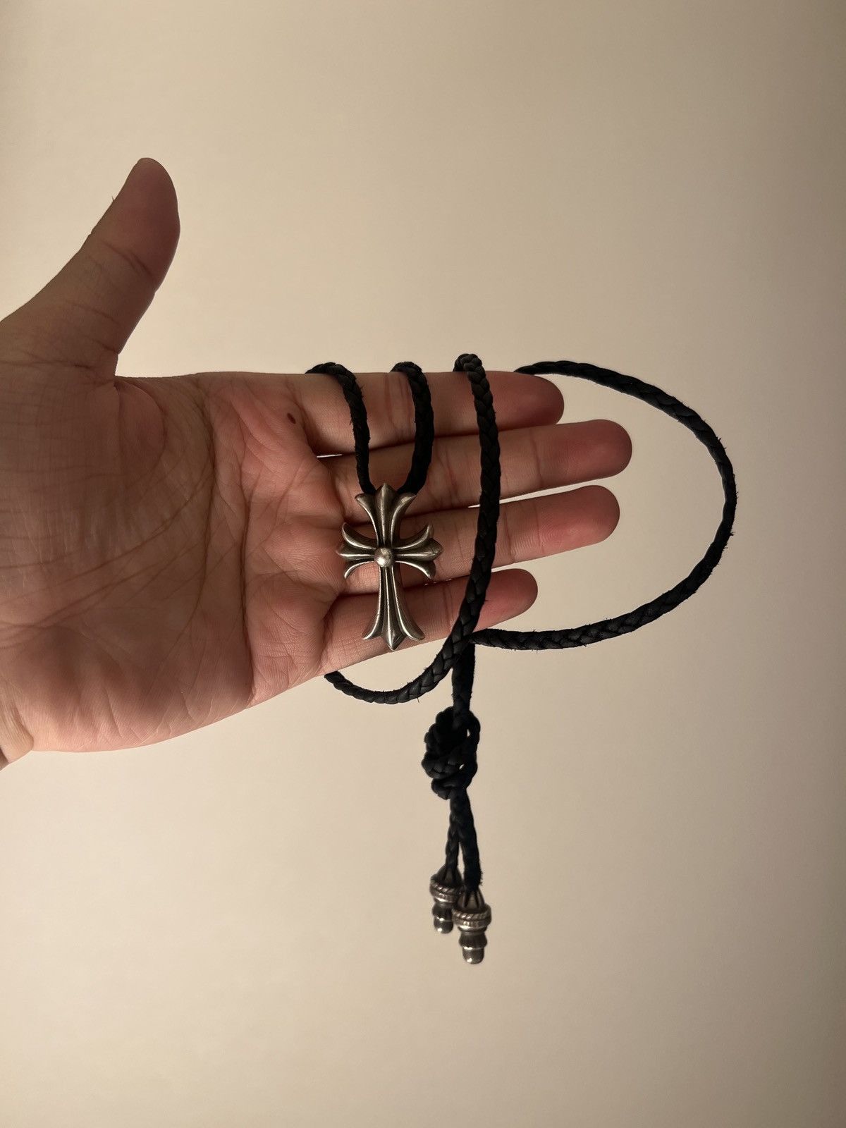 Chrome Hearts Chrome Hearts Small CH Cross Pendant with Bale Leather Braid Size ONE SIZE - 1 Thumbnail