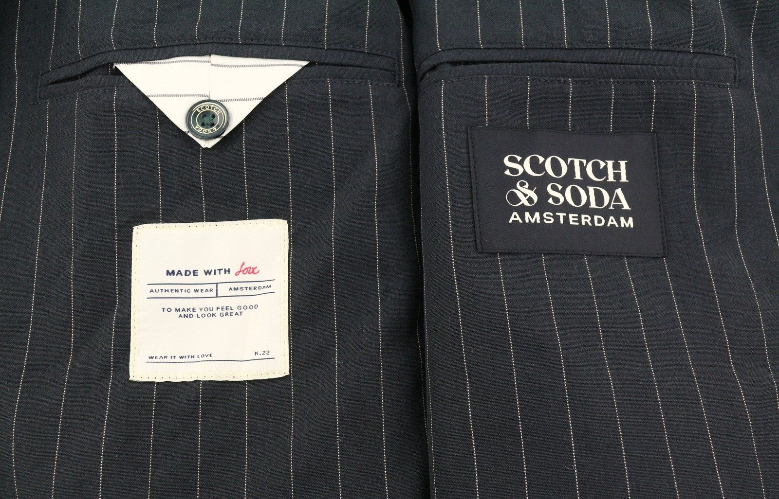 Scotch & Soda M Grey Melange Pinstripe Double-Breasted Blazer 88533 Size 38R - 7 Thumbnail