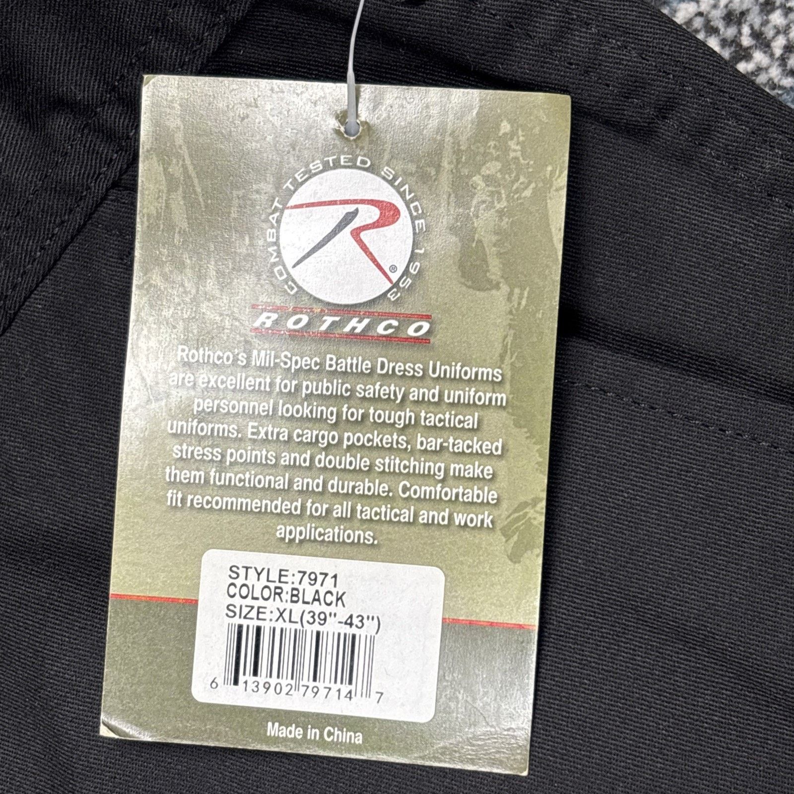 Rothco Men's Black Military BDU Pants Cargo Work Utility Bottoms Size US 39 - 5 Thumbnail