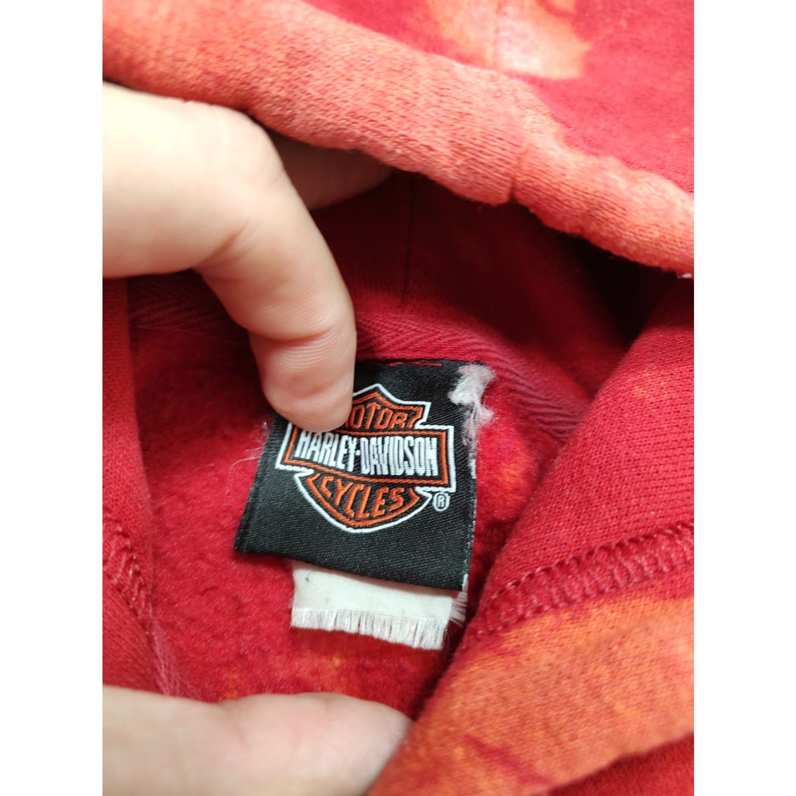 Harley Davidson Harley-Davidson Hoodie Sweatshirt Women Tie Dye Acid Wash V-Neck Graphic Print Hooded Pockets Zipless Pullover M Red Regular Size Type Hoodie Size M / US 6-8 / IT 42-44 - 6 Thumbnail