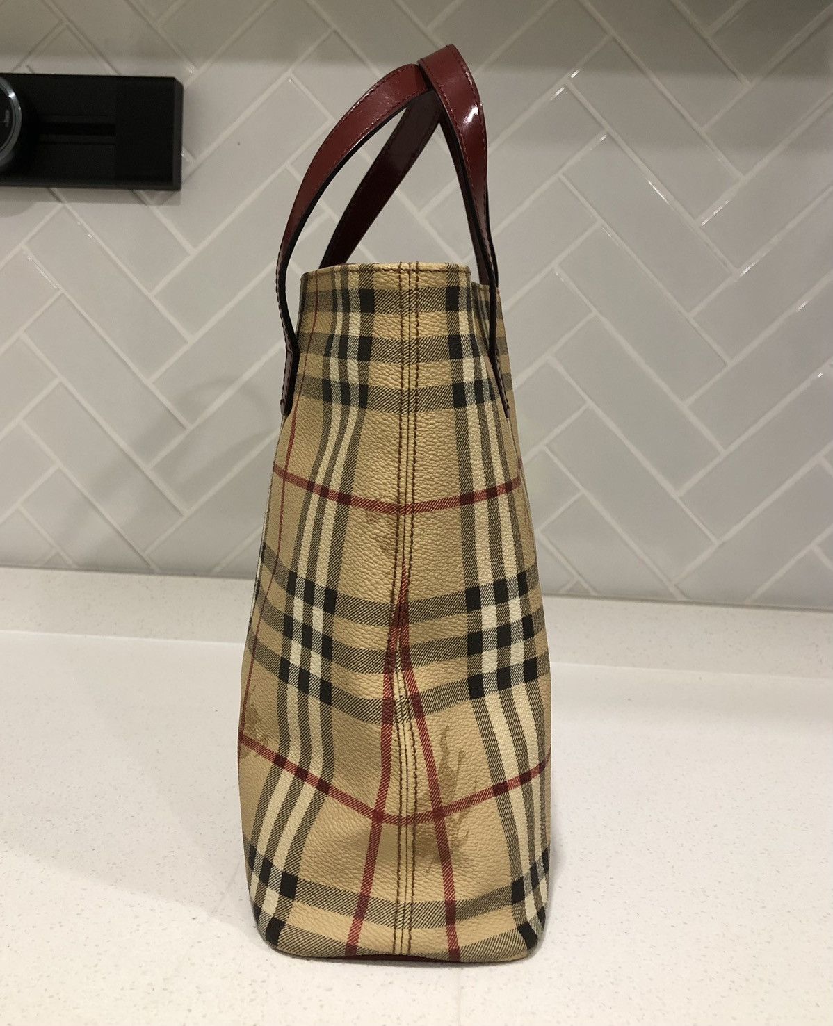 Burberry BURBERRY Nova Check Tote Bag PVC Leather Beige Auth T-03-01 Size ONE SIZE - 11 Thumbnail