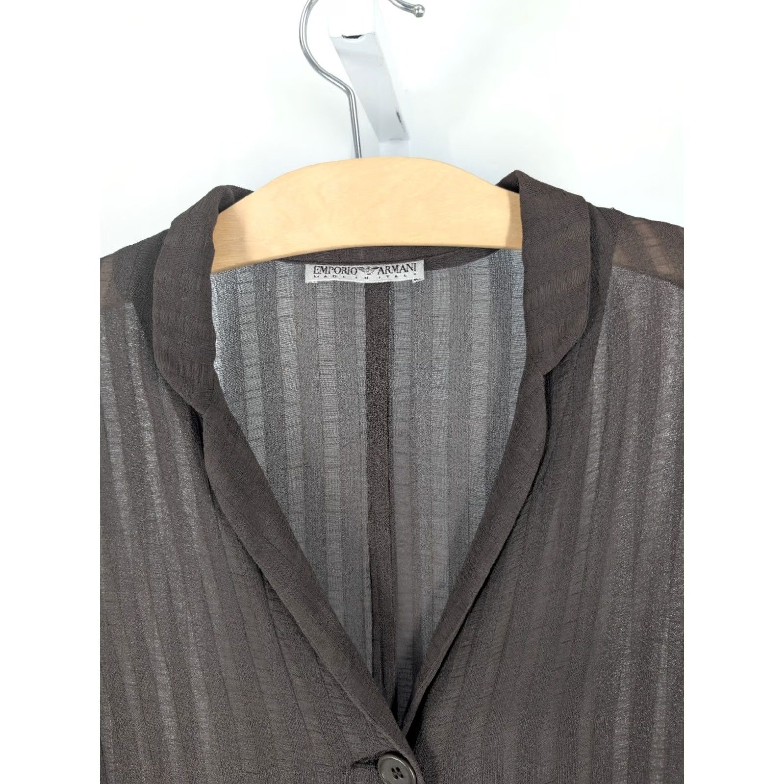 Giorgio Armani Giorgio Armani Blouse 90s Sheer Knit Brown Women XS-XL 38" Italy Emporio Vintage Size XS / US 0-2 / IT 36-38 - 2 Thumbnail