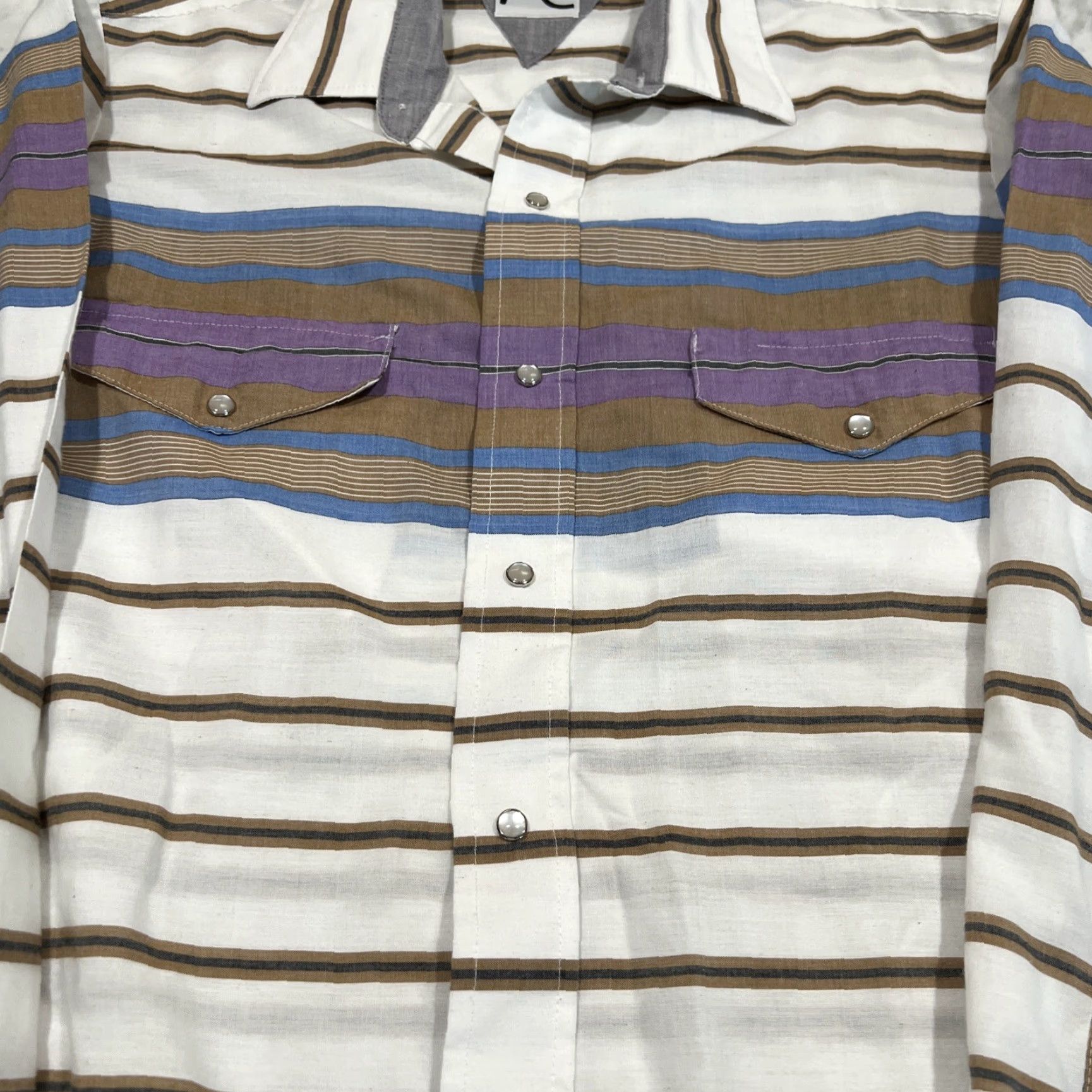 Roper VINTAGE Roper Western Shirt Medium Long Sleeve Pearl Snap Lightweight Stripes US Mens Regular Button-Up Cowboy Theme Cowboy Size US M / EU 48-50 / 2 - 4 Thumbnail