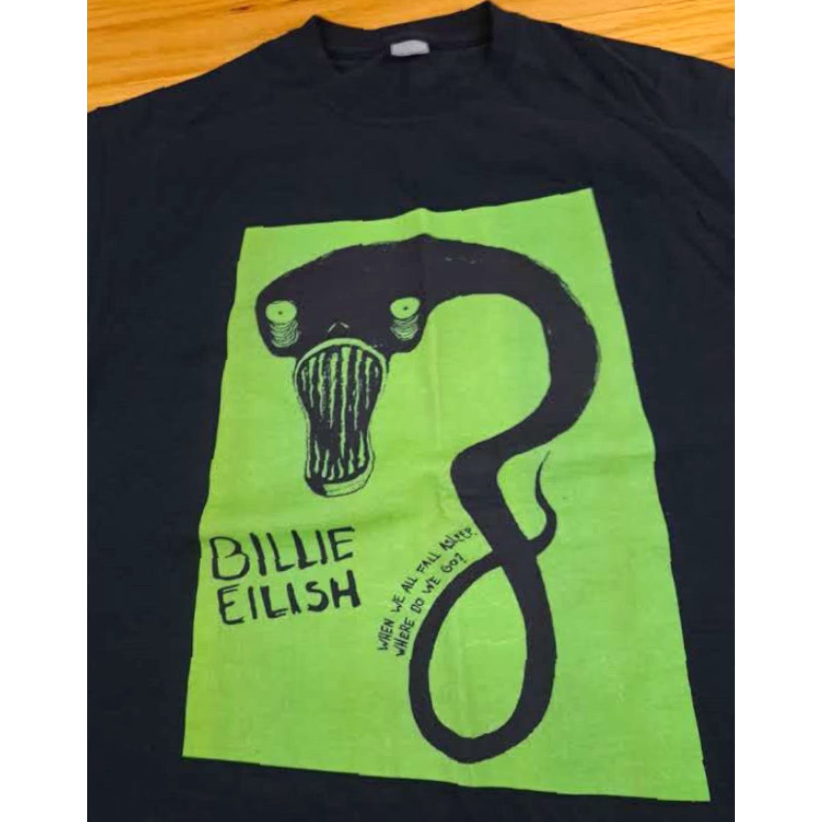 Gildan VINTAGE Billie Eilish Black T-Shirt Where do We Go When we Sleep LG Gildan Shirt Unisex Adults L Black Graphic Print 2020s Band Music Mens Womens Size US L / EU 52-54 / 3 - 3 Thumbnail