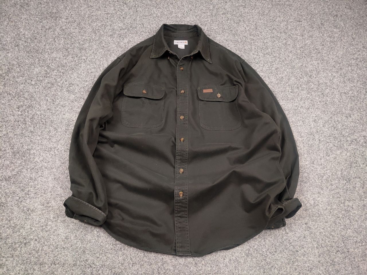 Carhartt Vintage 90's Carhartt Canvas Baggy Button Shirt USA Style Size US L / EU 52-54 / 3 - 2 Thumbnail