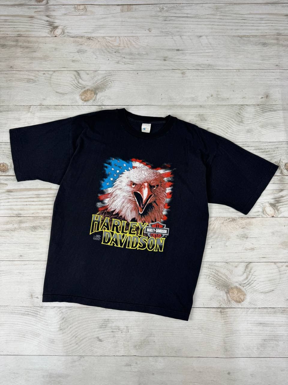 1990 Vintage Harley Davidson 3D Emblem Eagle T-Shirt