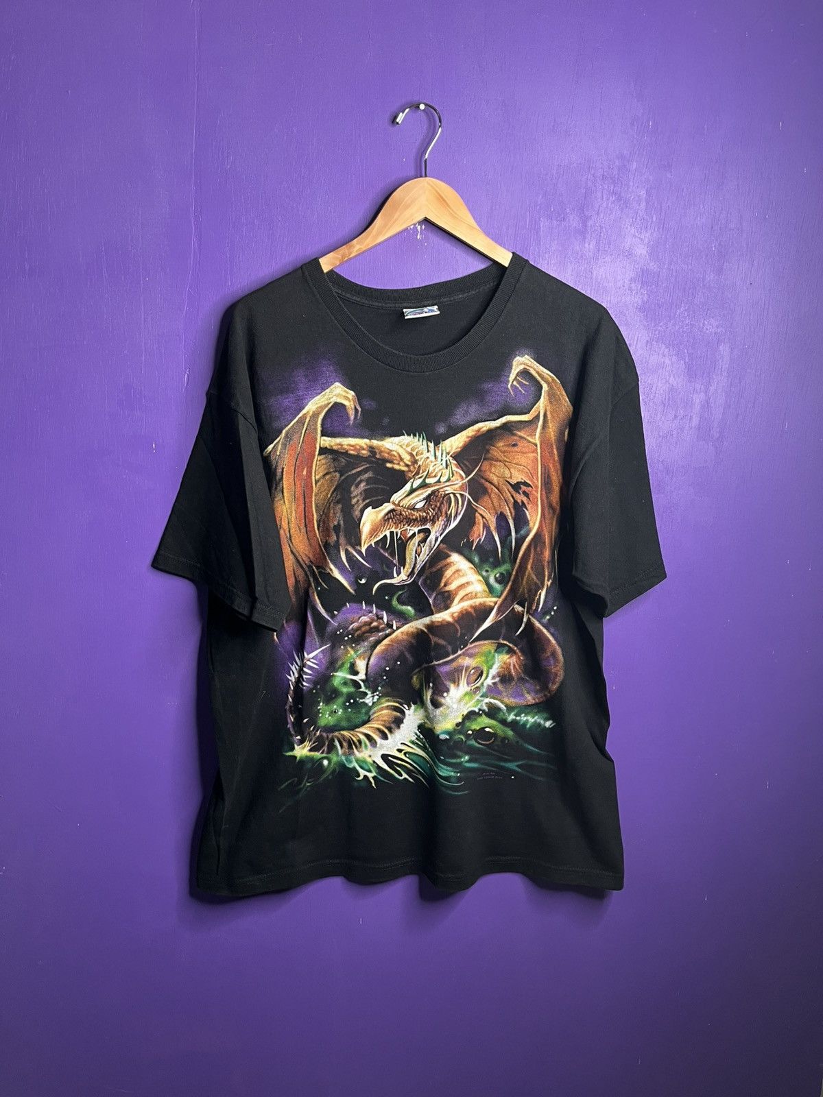 Vintage 1999 Liquid blue dragons AOP t-shirt
