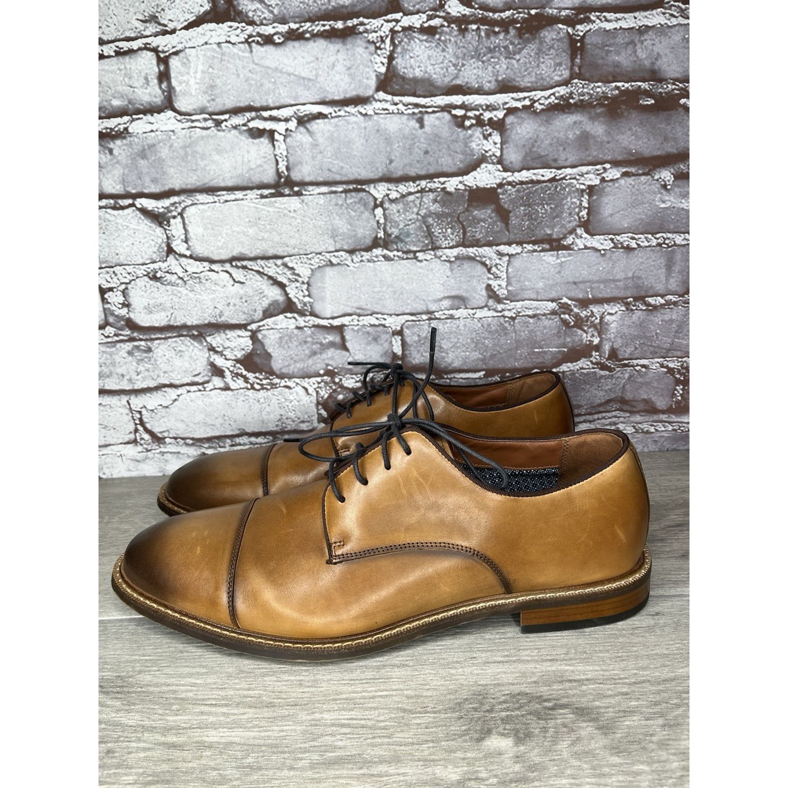 Vince Camuto Vince Camuto Lamson Cognac Brown Leather Dress Oxfords Shoes Size US 12 / EU 45 - 15 Thumbnail