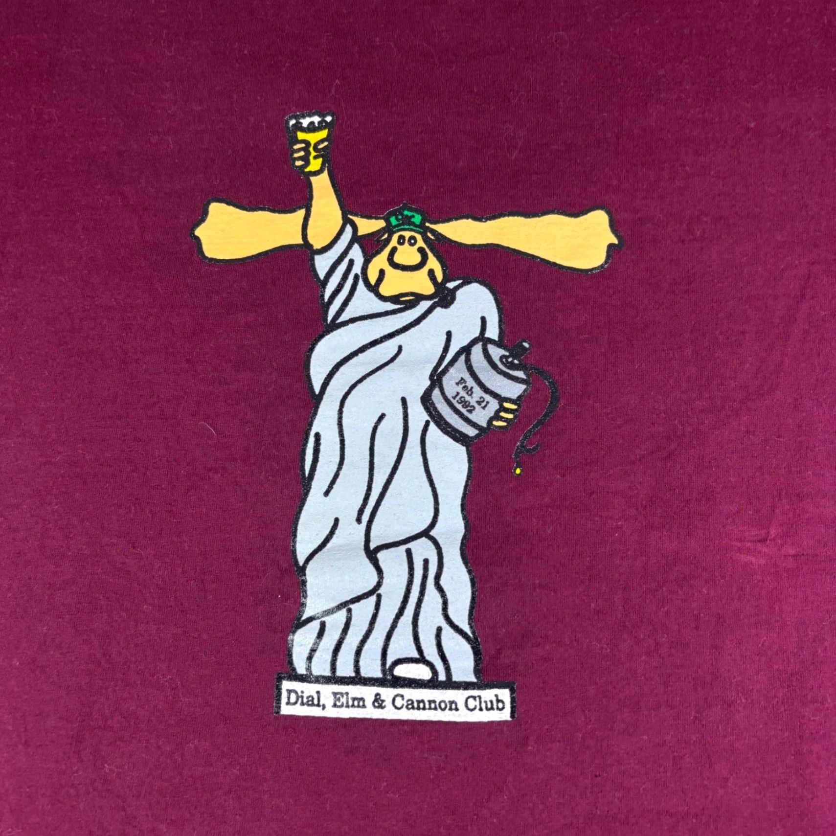 Jerzees VINTAGE Princeton Dial Elm & Cannon Club T-Shirt XL Maroon USA Made 90s Men Graphic Tee Short Sleeve 100% Cotton Jerzees USA (Red) Sportswear 1990s Size US XL / EU 56 / 4 - 7 Thumbnail