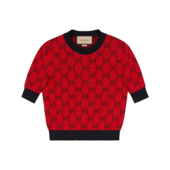 Gucci Gucci Red Logo Knit Pullover Sweater Size L / US 10 / IT 46 - 1 Thumbnail