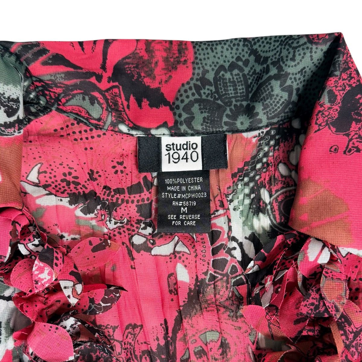 Other Studio 1940 Kimono Tied Wrap Blouse Raspberry Floral Graphic Size M / US 6-8 / IT 42-44 - 12 Thumbnail