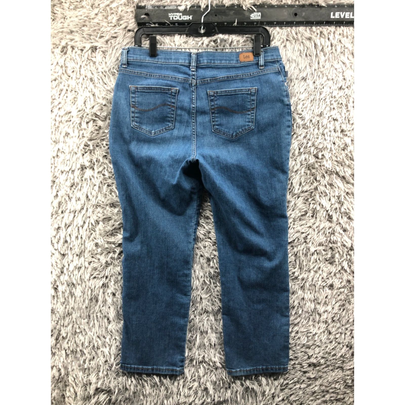 Lee Lee Relaxed Fit Straight Jeans Petite 12P Blue Denim Womens Jeans Size 34" / US 12 / IT 48 - 5 Thumbnail