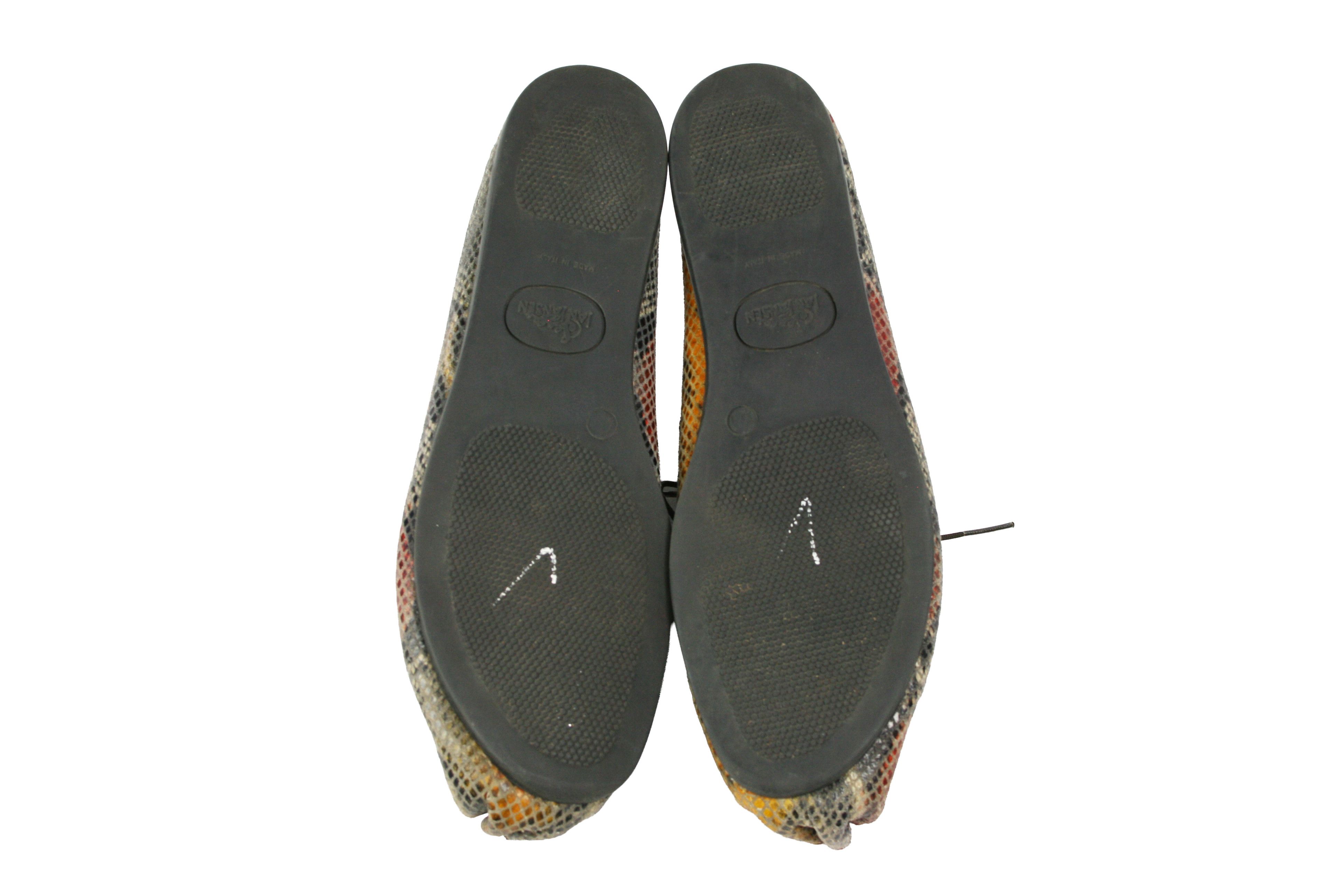Japanese Brand Jan Jansen Y2K Snake Print Leather Ballet Flats Vintage Size US 10 / IT 40 - 12 Thumbnail