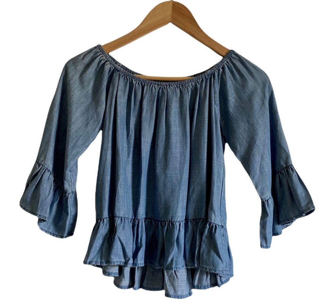 Gianni Valentino GIANNI BINI HERITAGE WASH DENIM OFF SHOULDER BELL SLEEVE TOP Size XS / US 0-2 / IT 36-38 - 5 Thumbnail