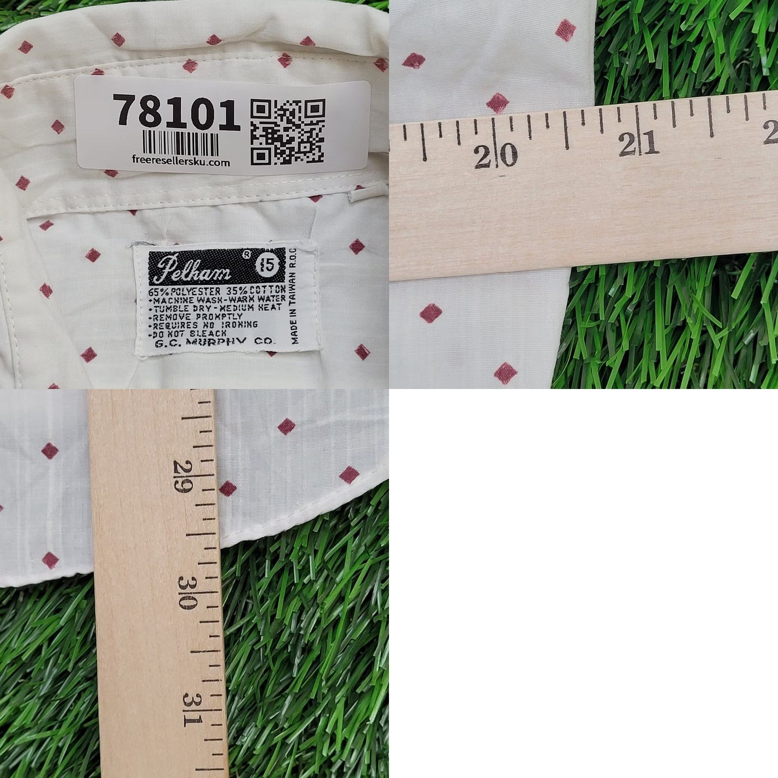 Vintage VINTAGE Pelham Button Shirt Polka-Dot M/L 15 21x30 White Cotton Polyester Button-Up Long Sleeve Collared Mens Size US L / EU 52-54 / 3 - 8 Thumbnail