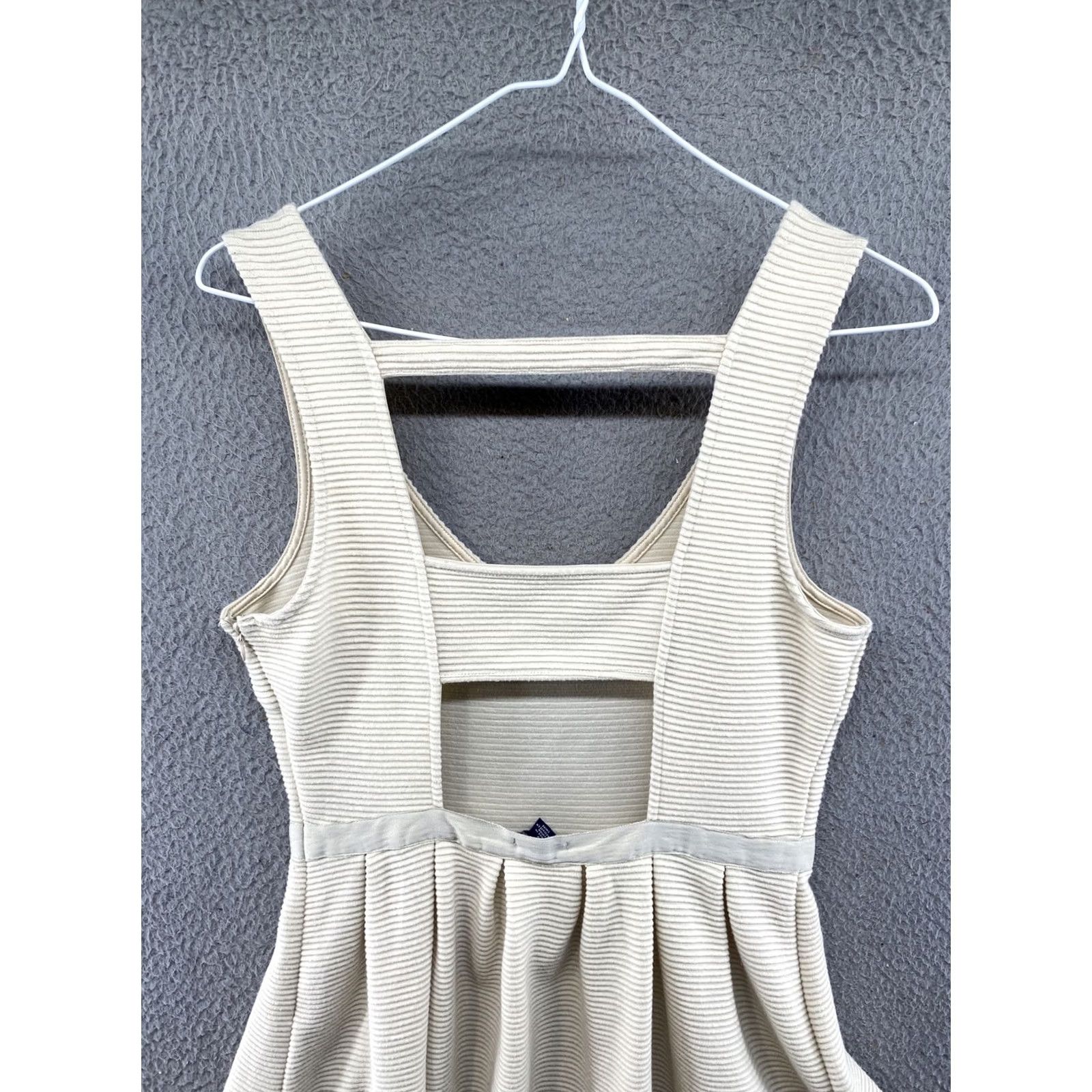 Vintage AMERICAN EAGLE Striped Sleeveless Dress Open Back Fit and Flare Size 4 Ivory Knit Cotton Blend Women Shirt Dress Womens Size S / US 4 / IT 40 - 5 Thumbnail