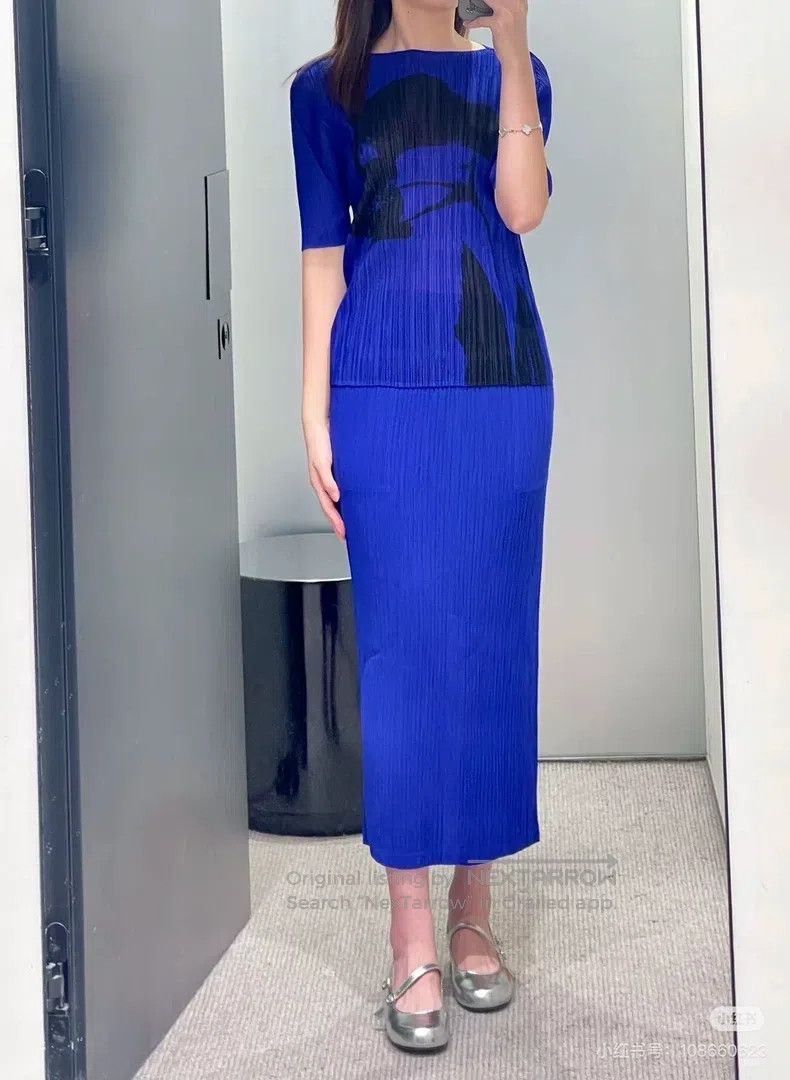 Issey Miyake Issey Miyake Color Block Midi Skirt (Black, Purple, Green) Size M / US 6-8 / IT 42-44 - 9 Thumbnail