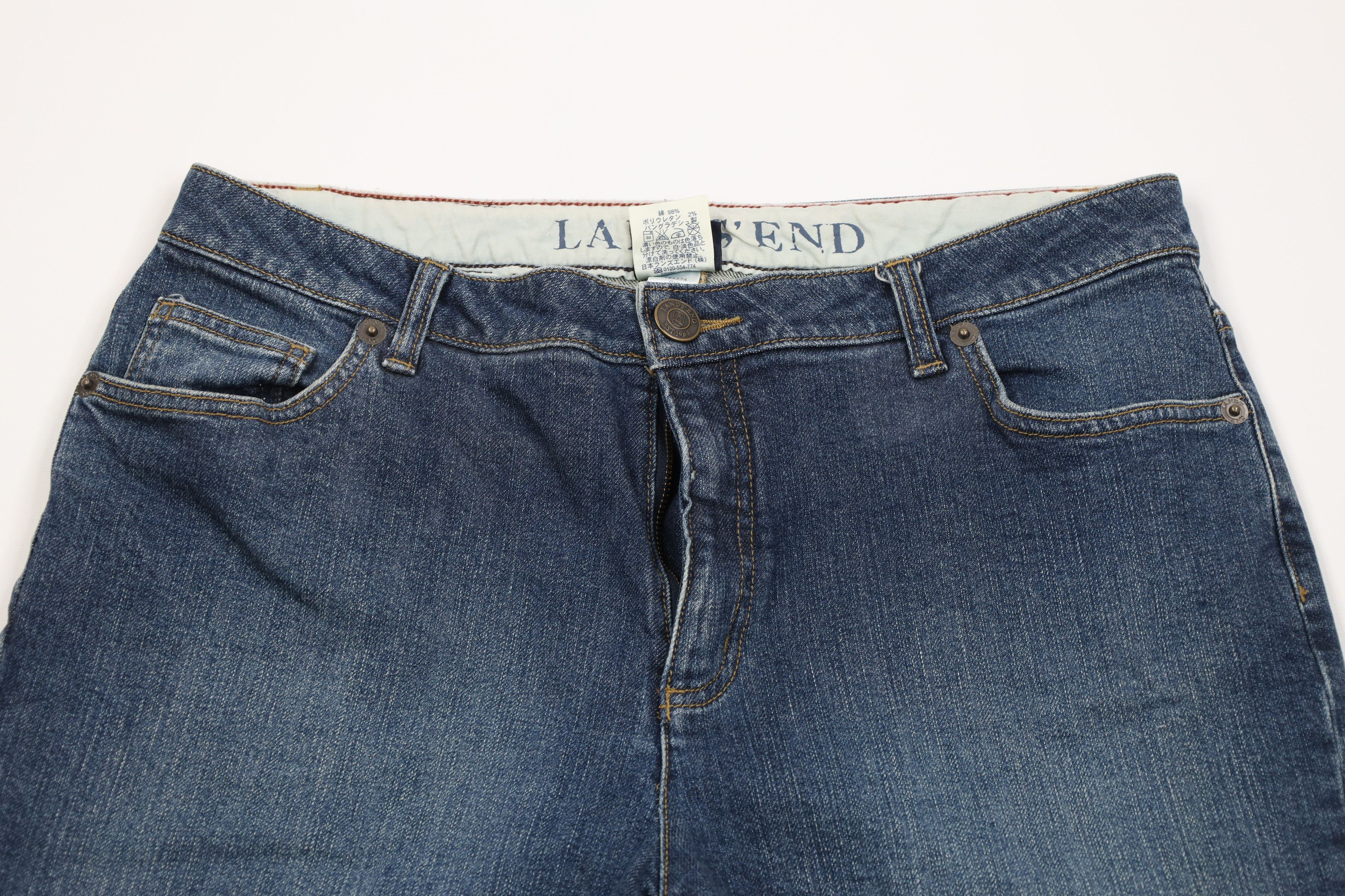 Lands' End Vintage 90s Y2K Lands End Flared Wide Leg Denim Jeans Blue Size 34" / US 12 / IT 48 - 2 Thumbnail