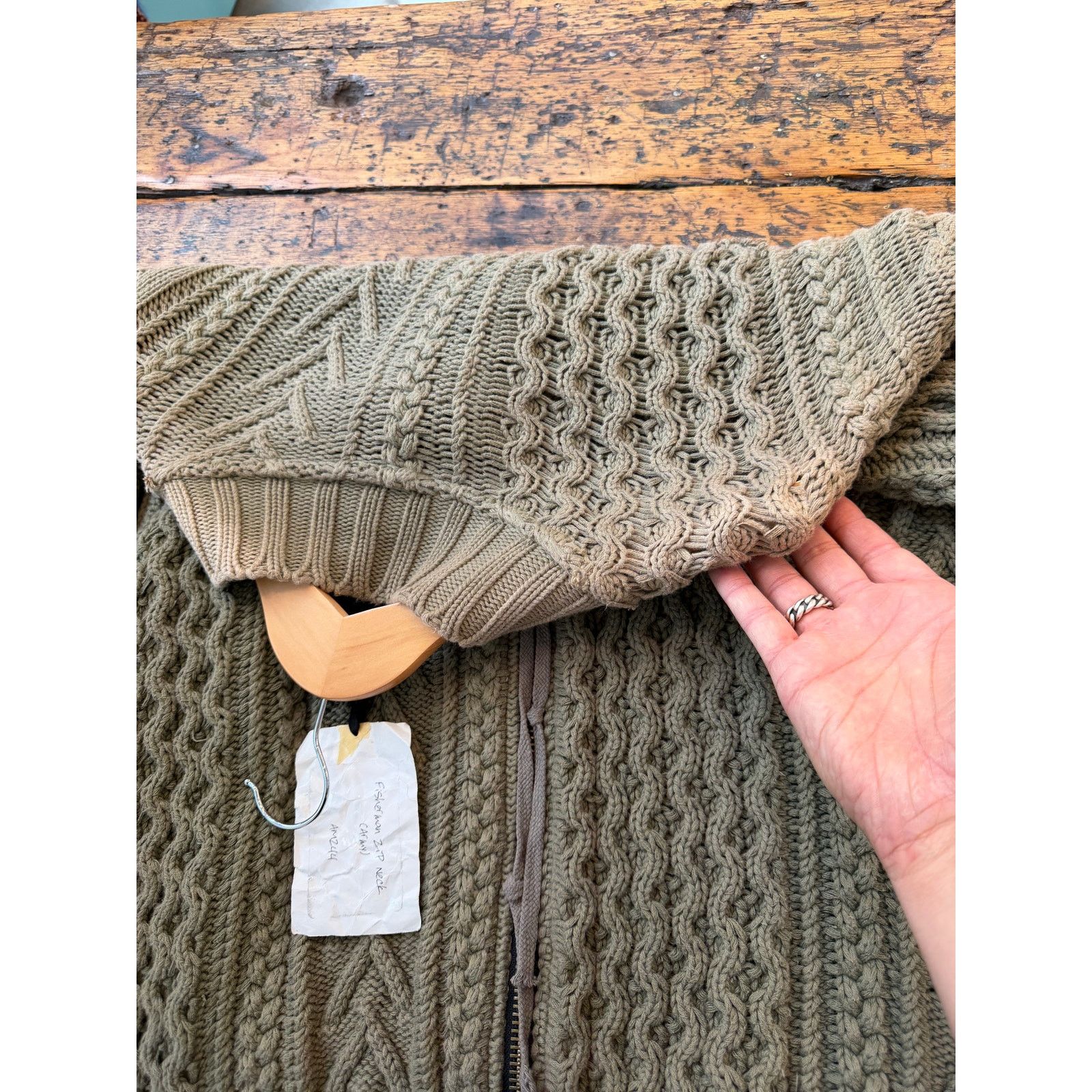 Greg Lauren Greg Lauren SAMPLE Army Fisherman Zip Neck Sweater Size US L / EU 52-54 / 3 - 6 Thumbnail