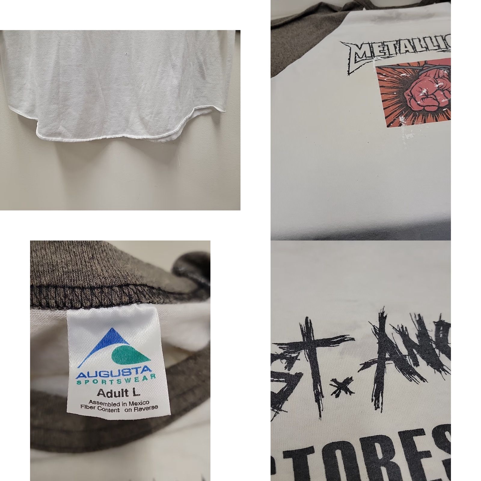 Augusta Sportswear Y2K Metallica 3/4 Sleeve T-Shirt Large Mens Graphic Print Band Music T-Shirt Mens L Multicolor Size US L / EU 52-54 / 3 - 8 Thumbnail