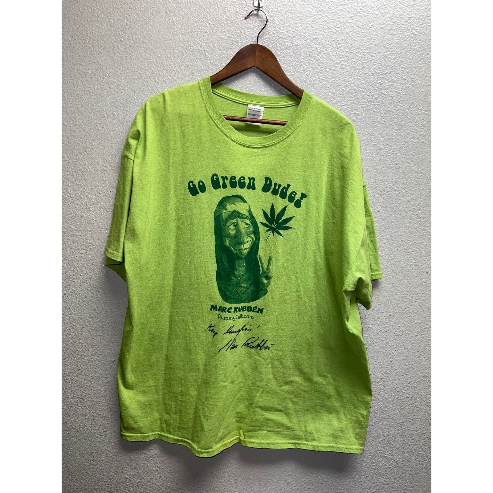 Gildan Vintage Marc Rubben Shirt Go Green Dude Dummy Talk Weed Tee Size US XXL / EU 58 / 5 - 1 Thumbnail