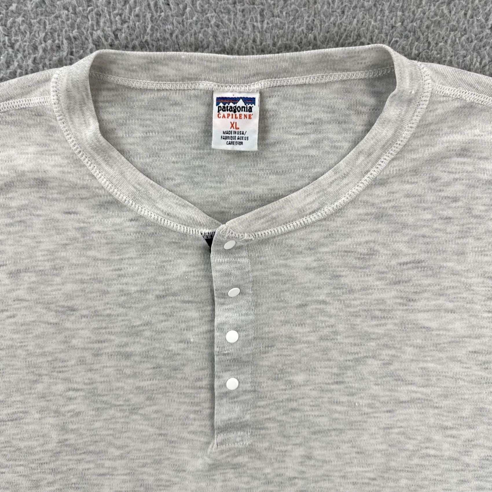 Patagonia VINTAGE Patagonia Capilene Mens XL Heather Gray Henley Shirt Made In USA 90s EUC Size US XL / EU 56 / 4 - 5 Thumbnail