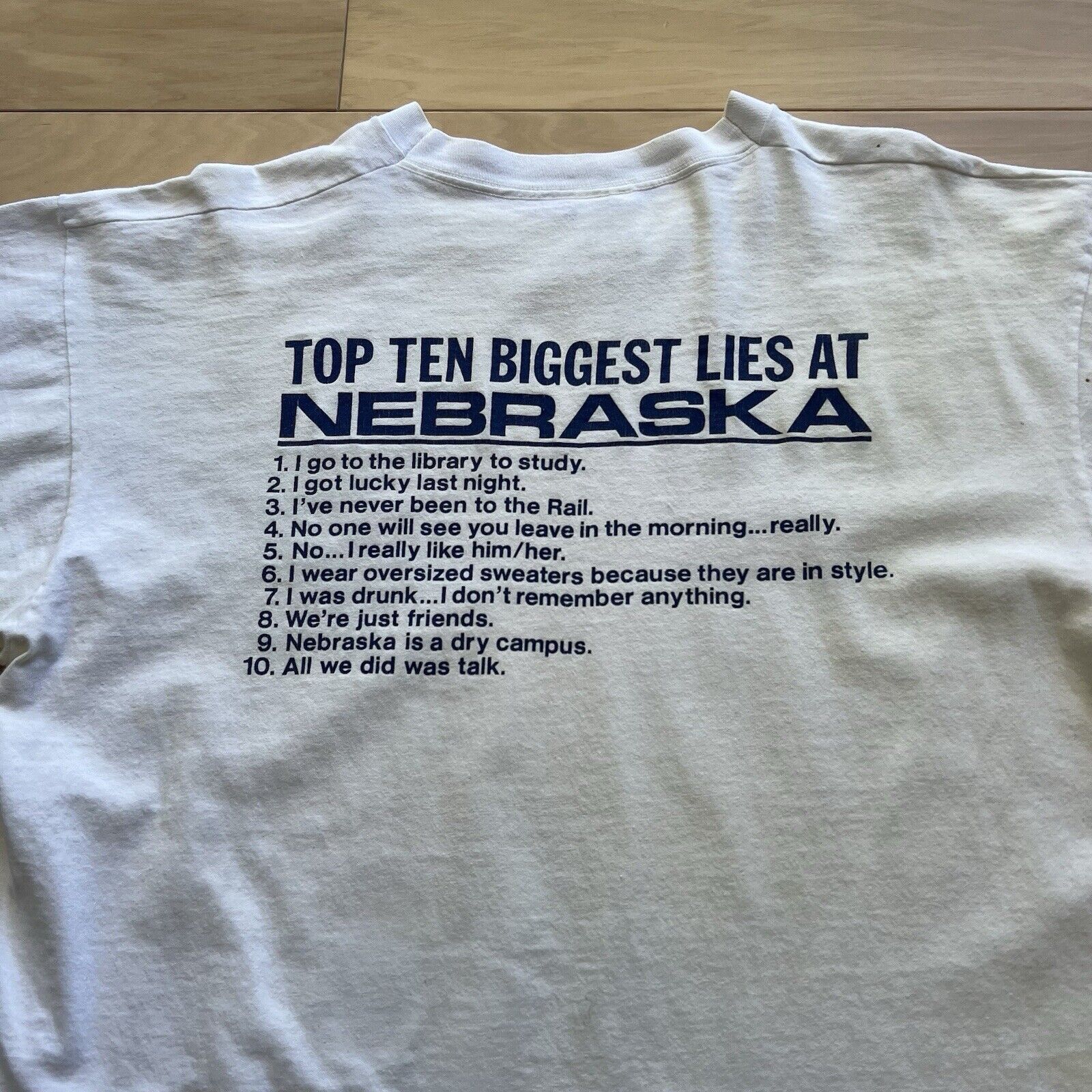 Vintage Vintage Late Night at Nebraska Shirt XL White 90s University Size US XL / EU 56 / 4 - 9 Thumbnail