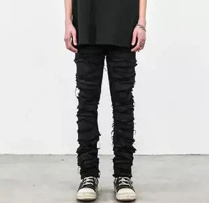 Jean Skinny Denim Jeans Heavy Destruction Ripped Size US 32 / EU 48 - 1 Thumbnail
