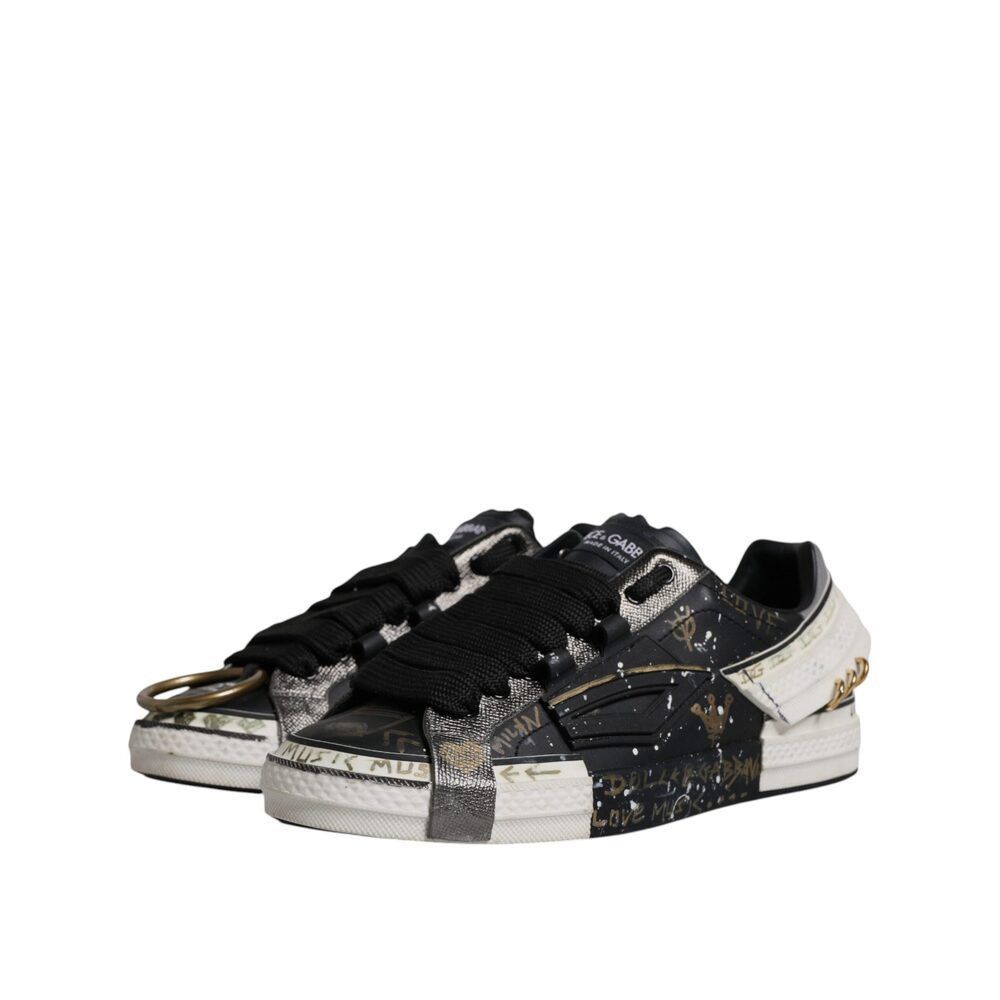 Dolce & Gabbana Dolce & Gabbana Black White Portofino Low Top Sneakers Shoes Size US 11 / EU 44 - 4 Thumbnail