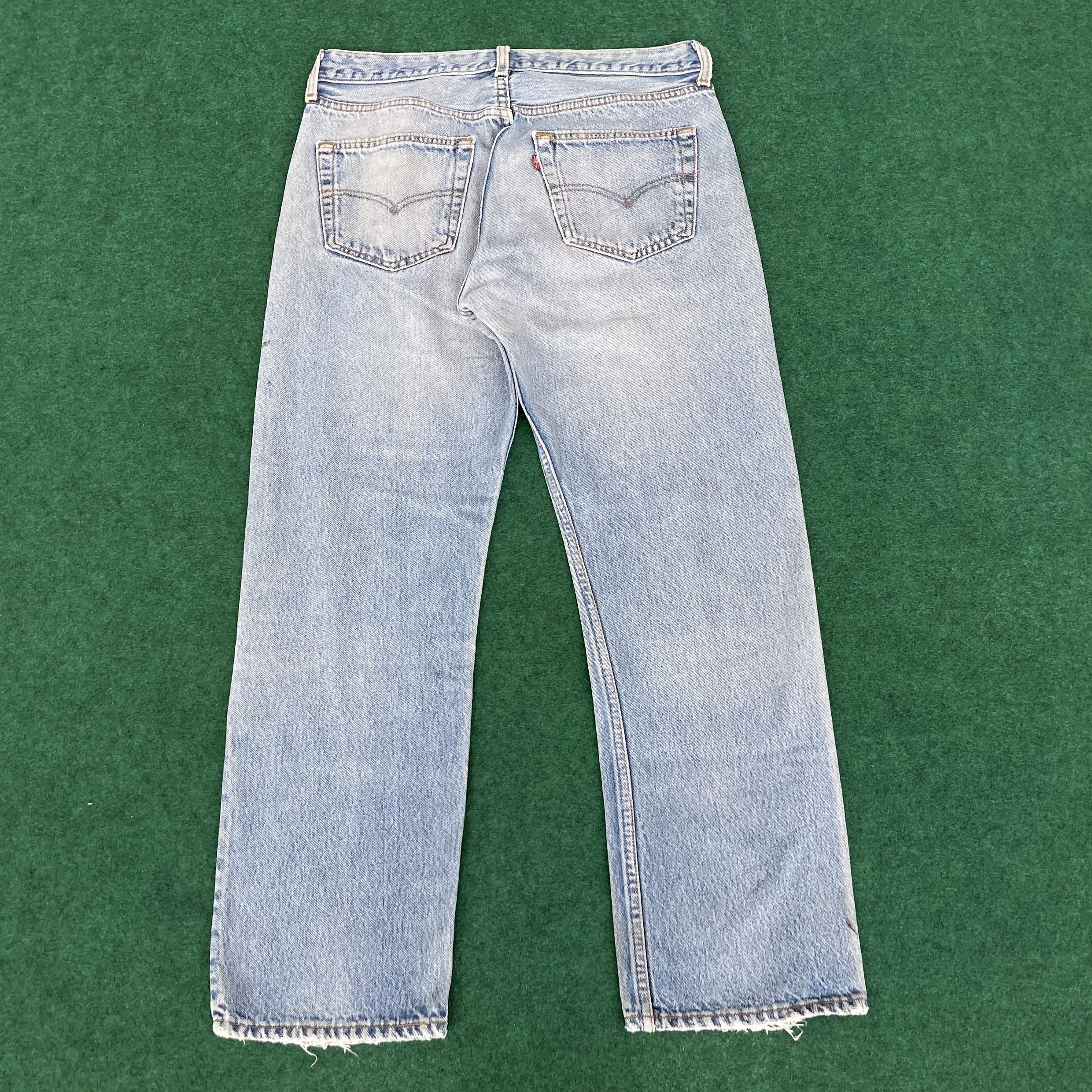 Levi's × Vintage Vtg Levis 501 Light Blue Distressed Ripped Dirty Jeans Size US 31 - 13 Thumbnail