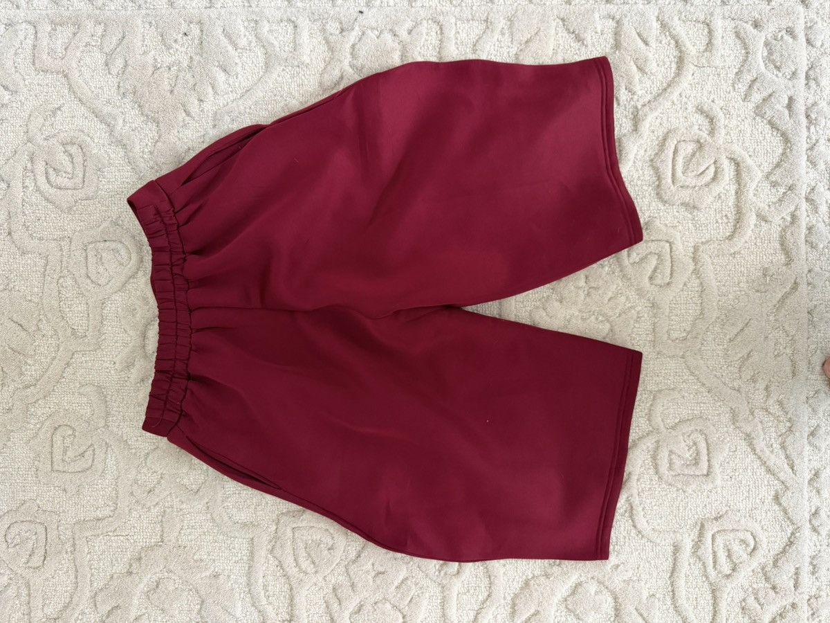 Dark red pleated jorts
