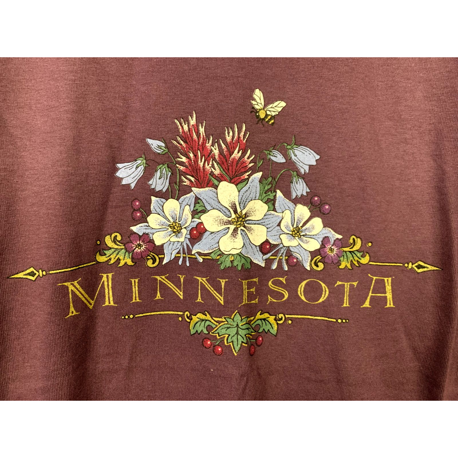 Anvil Vintage Minnesota Shirt MN Flowers Graphic 90s Anvil Purple Size US M / EU 48-50 / 2 - 2 Thumbnail