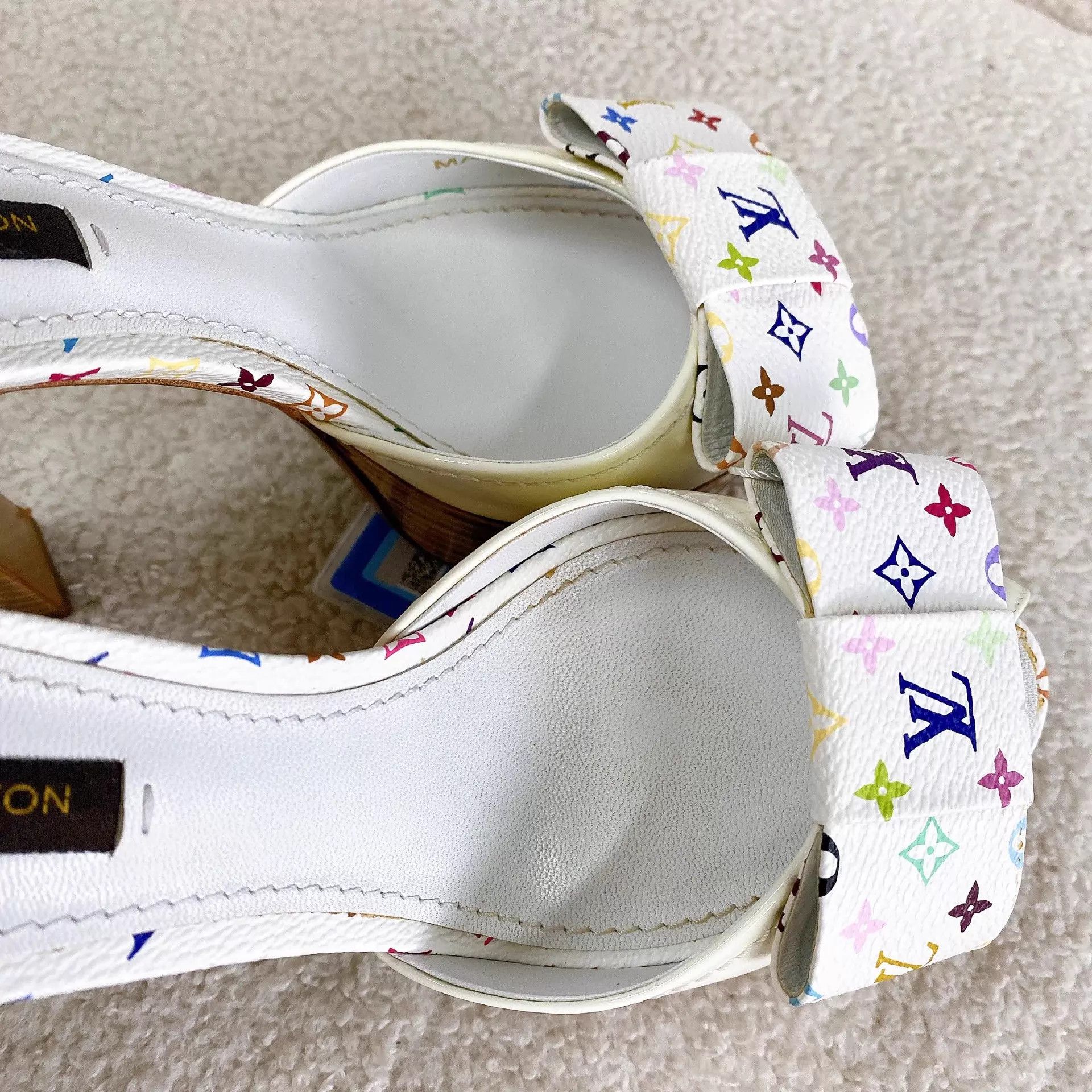 Louis Vuitton LV white multicolor heeled sandals 35.5 EU Size US 5 / IT 35 - 8 Thumbnail