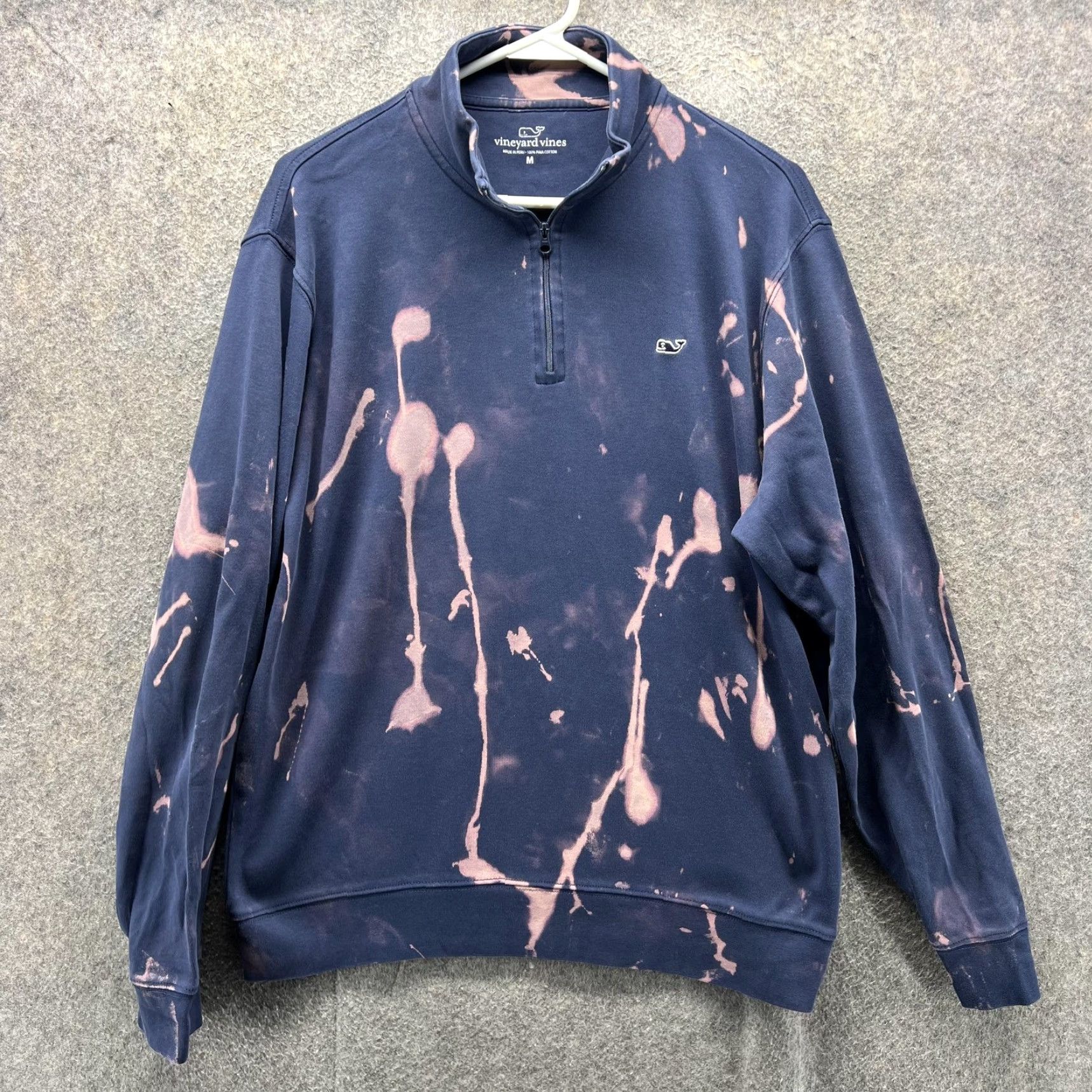 Vineyard Vines Vineyard Vines Quarter Zip Sweatshirt Mens M Navy Bleach Dye Pullover Size US M / EU 48-50 / 2 - 2 Thumbnail