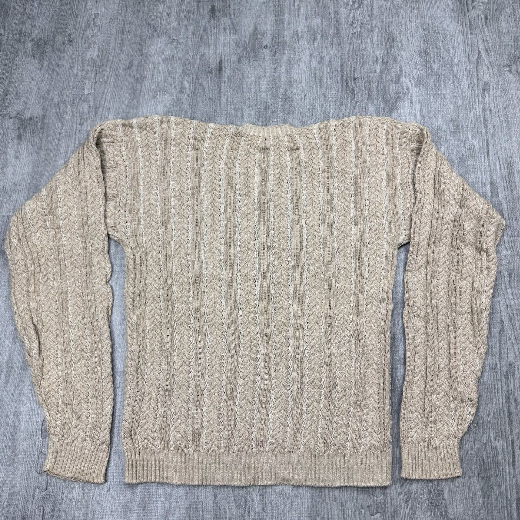 Vintage VINTAGE Tricots St Raphael Men's Cable Knit Sweater XL Beige 80s Classic Preppy All Seasons Size US XL / EU 56 / 4 - 6 Thumbnail