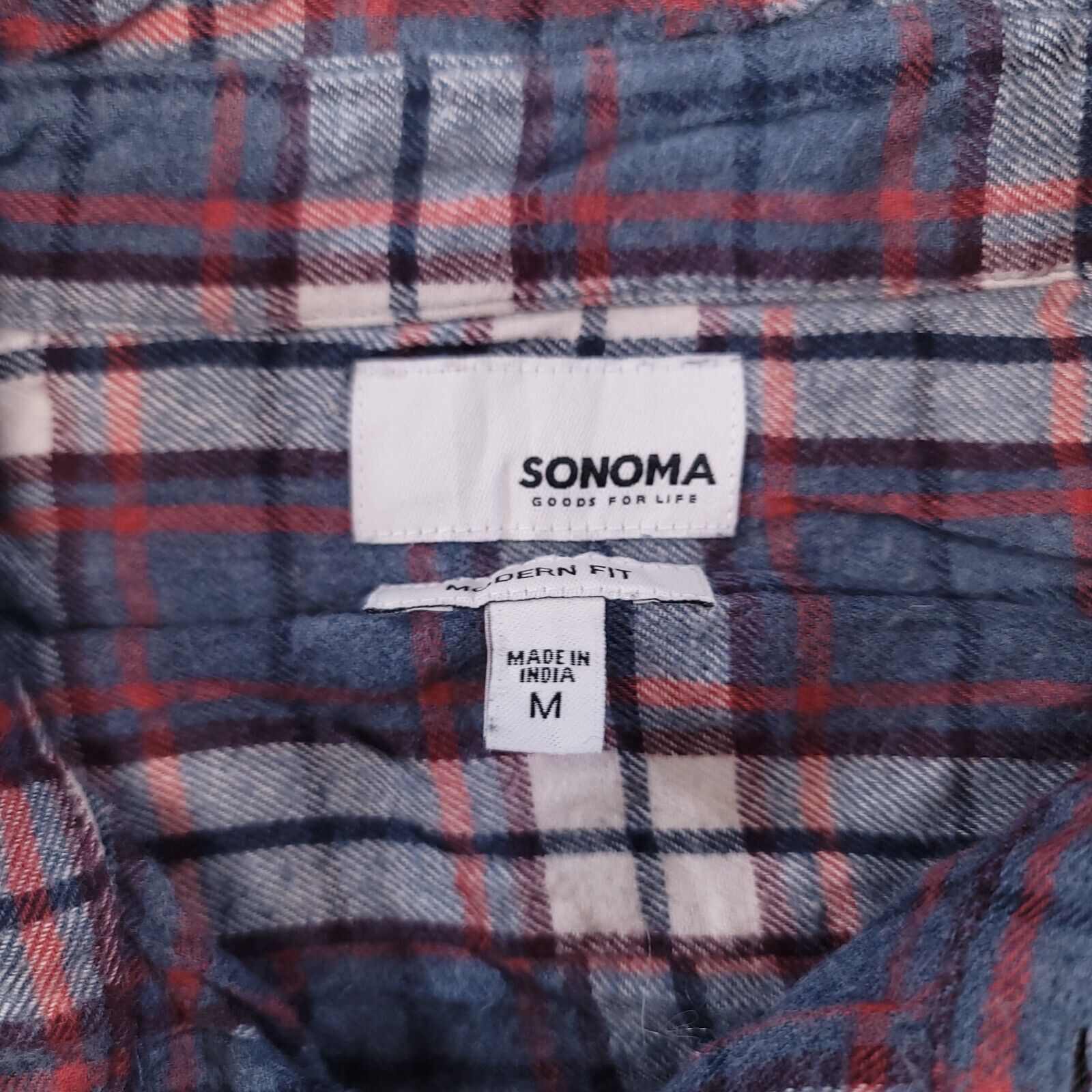 Sonoma Sonoma Tartan Flannel Shirt Mens Size Medium M Blue White Size US M / EU 48-50 / 2 - 3 Thumbnail