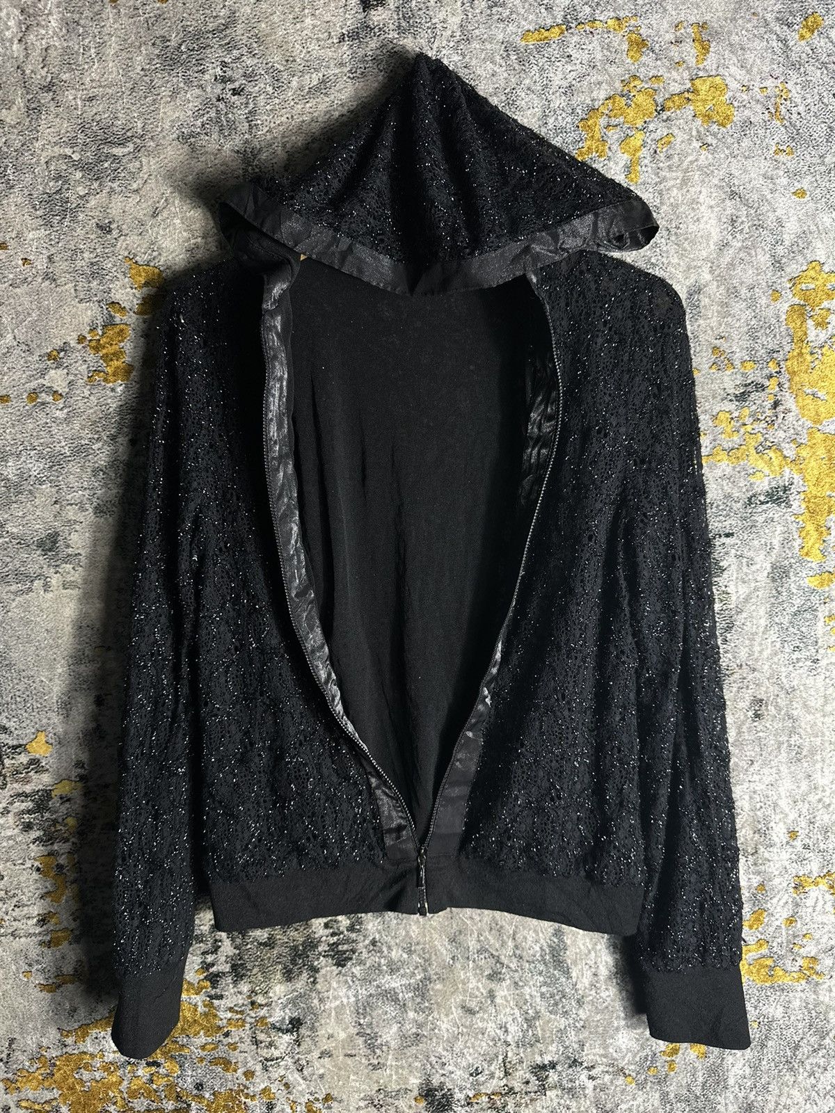 If Six Was Nine × Japanese Brand × Le Grande Bleu (L.G.B.) IF SIX WAS NINE LGB STYLE MESH LUTH GLITTER BLACK HOODIE Size US S / EU 44-46 / 1 - 1 Thumbnail