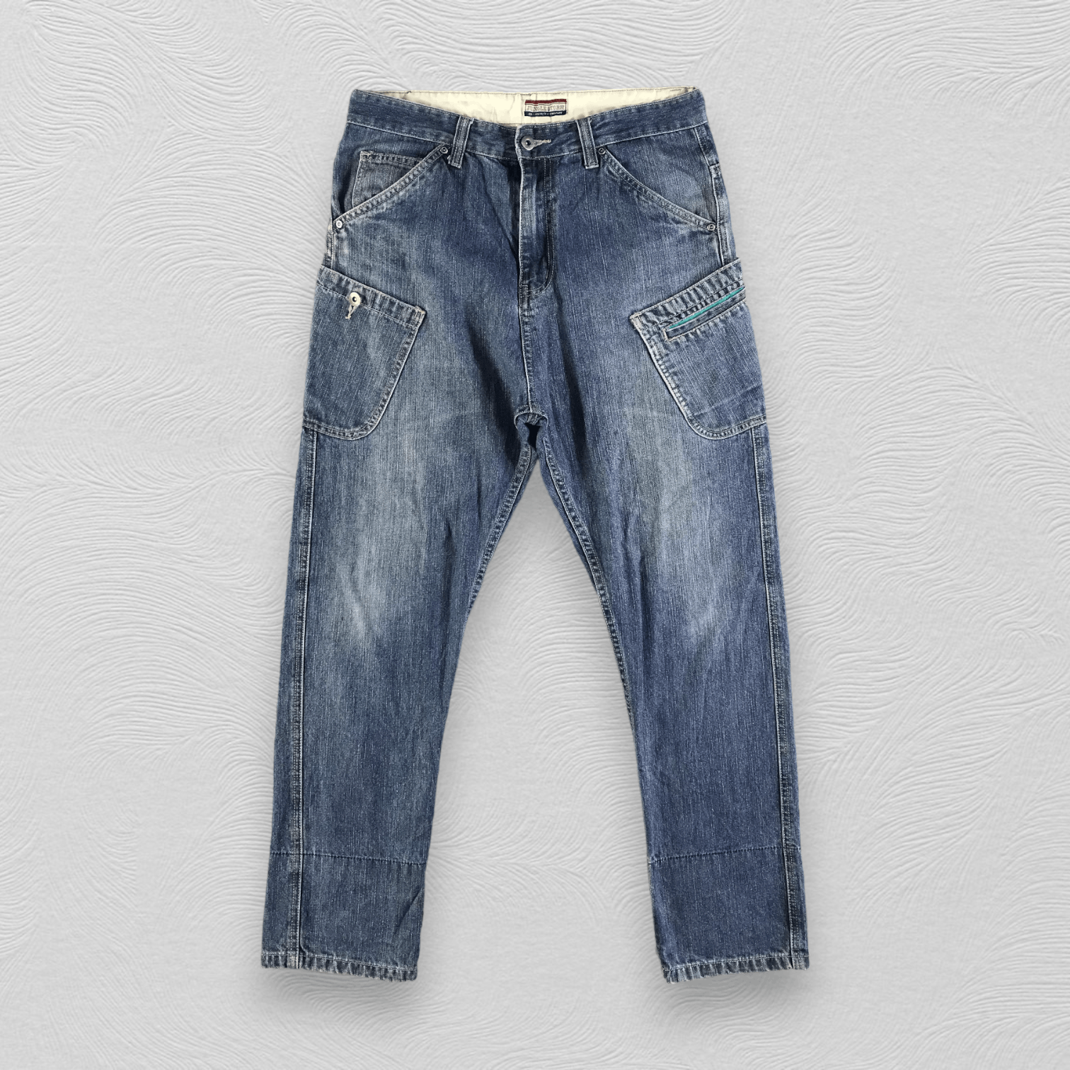 Japanese Brand Jungle Storm Cargo Jeans Faded Blue KJ2915 Size US 32 / EU 48 - 1 Thumbnail