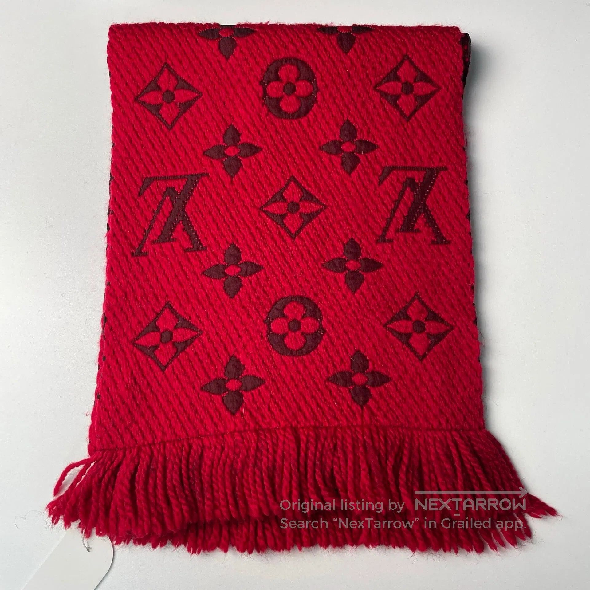 Louis Vuitton Louis Vuitton Red Full Logo Wool Scarf| Size ONE SIZE - 1 Thumbnail