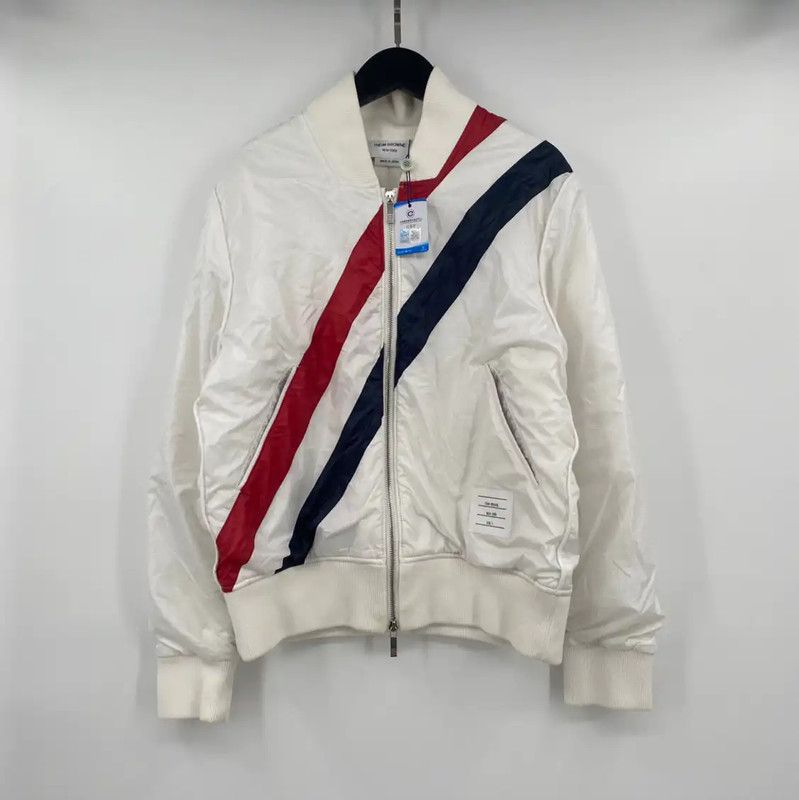 Thom Browne Thom Browne Women's White Jacket with Stripes 0089 Size M / US 6-8 / IT 42-44 - 1 Thumbnail