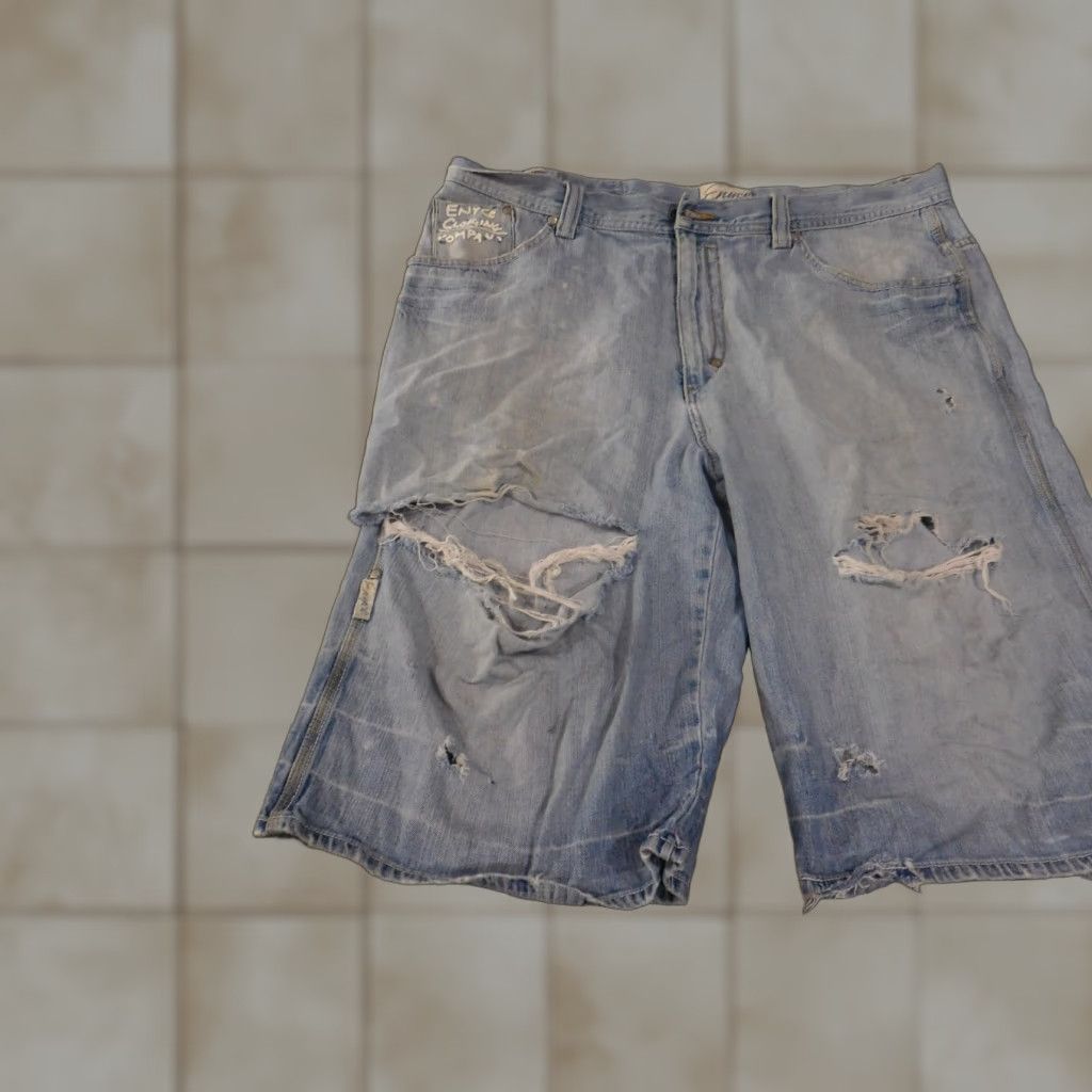 Enyce VINTAGE Enyce Denim Shorts Mens 40 Blue Distressed Baggy Carpenter Ripped Grunge Y2K Mens Clothing Baggy Denim Shorts Grunge Hip Hop 2000s Size US 40 / EU 56 - 1 Thumbnail