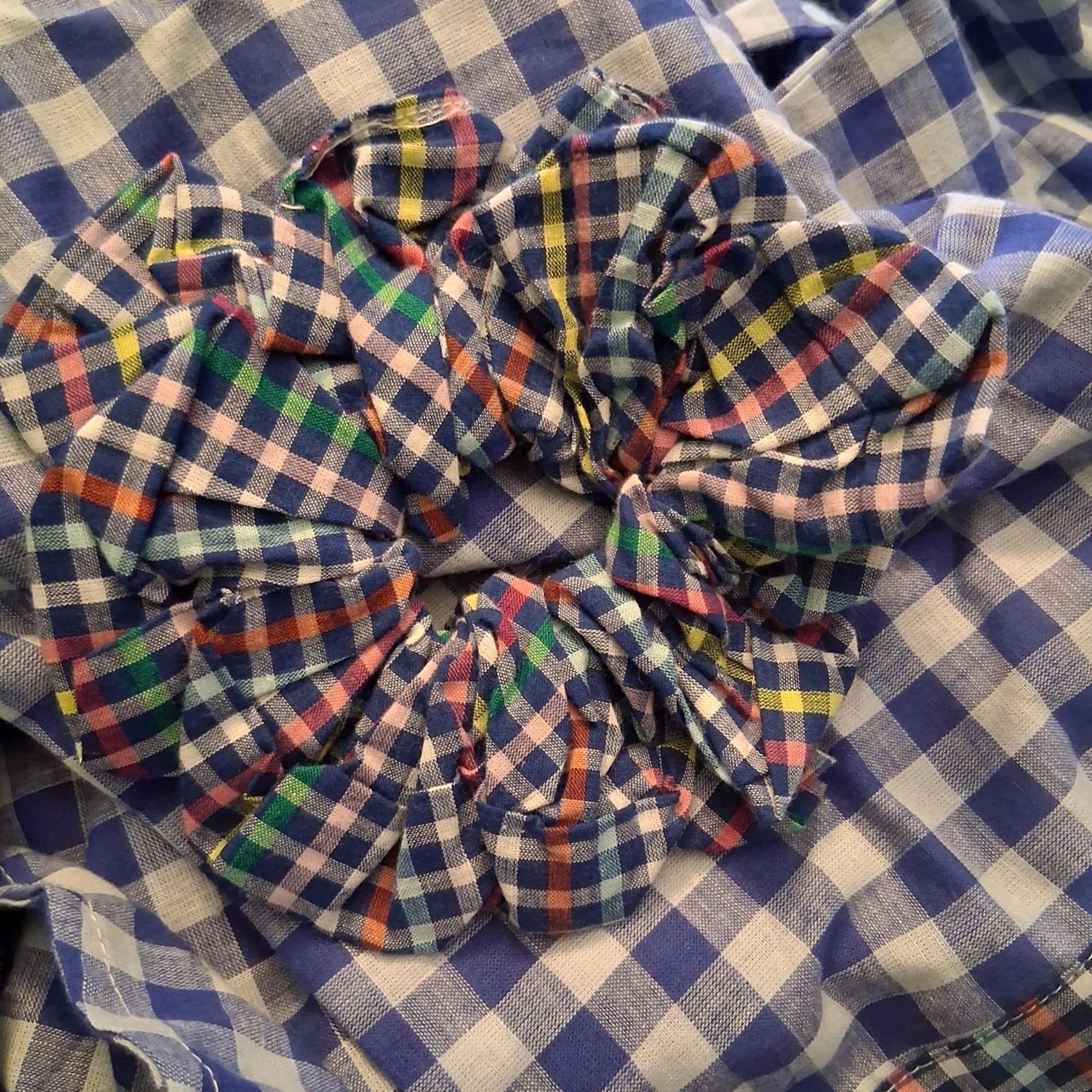 Vintage VINTAGE Noonday Collection Robe L Scrunchie Blue Gingham Check Lightweight Lounge Size ONE SIZE - 2 Thumbnail