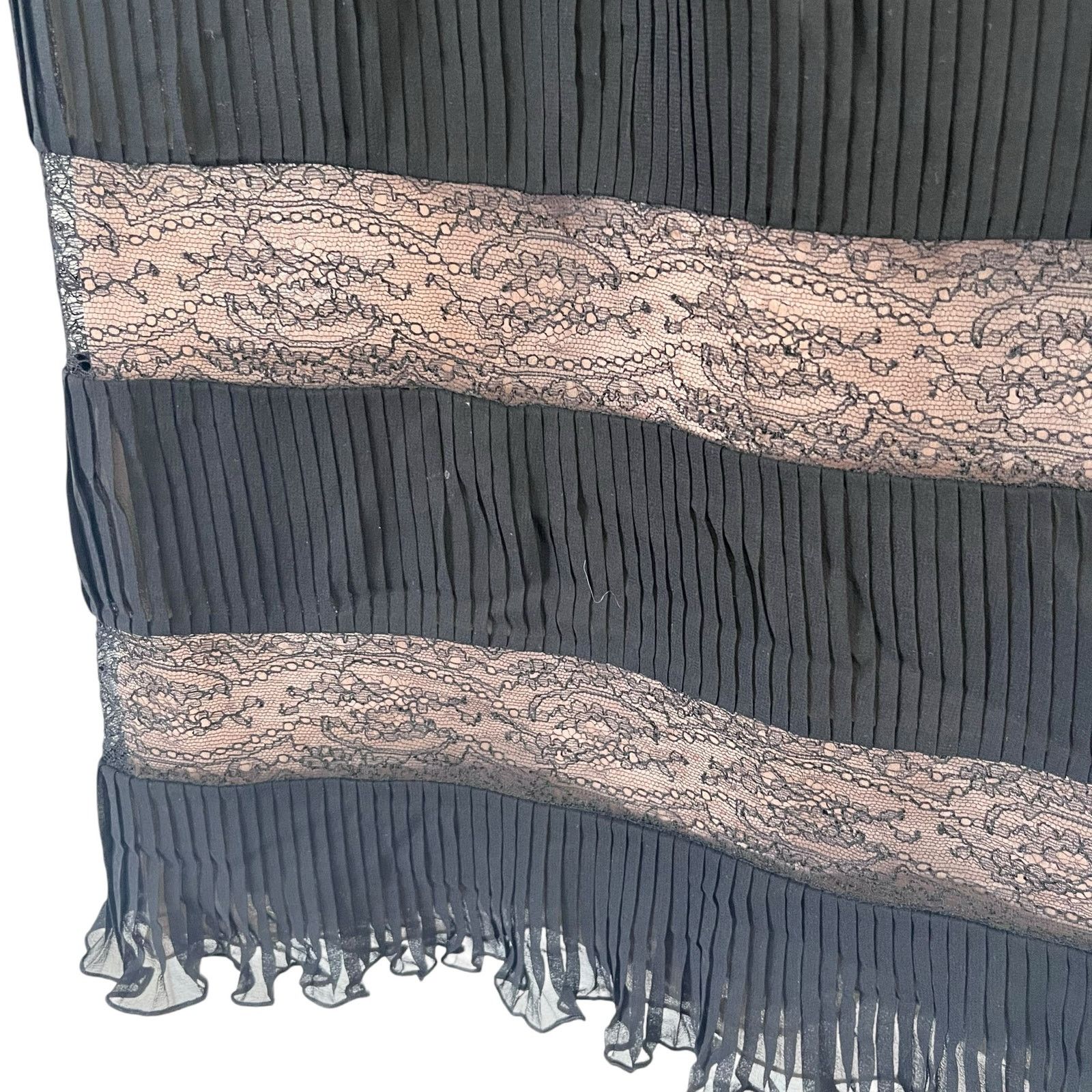 RED Valentino RED Valentino Black Satin Pleated Lace Panel Cocktail Dress Size M / US 6-8 / IT 42-44 - 7 Thumbnail